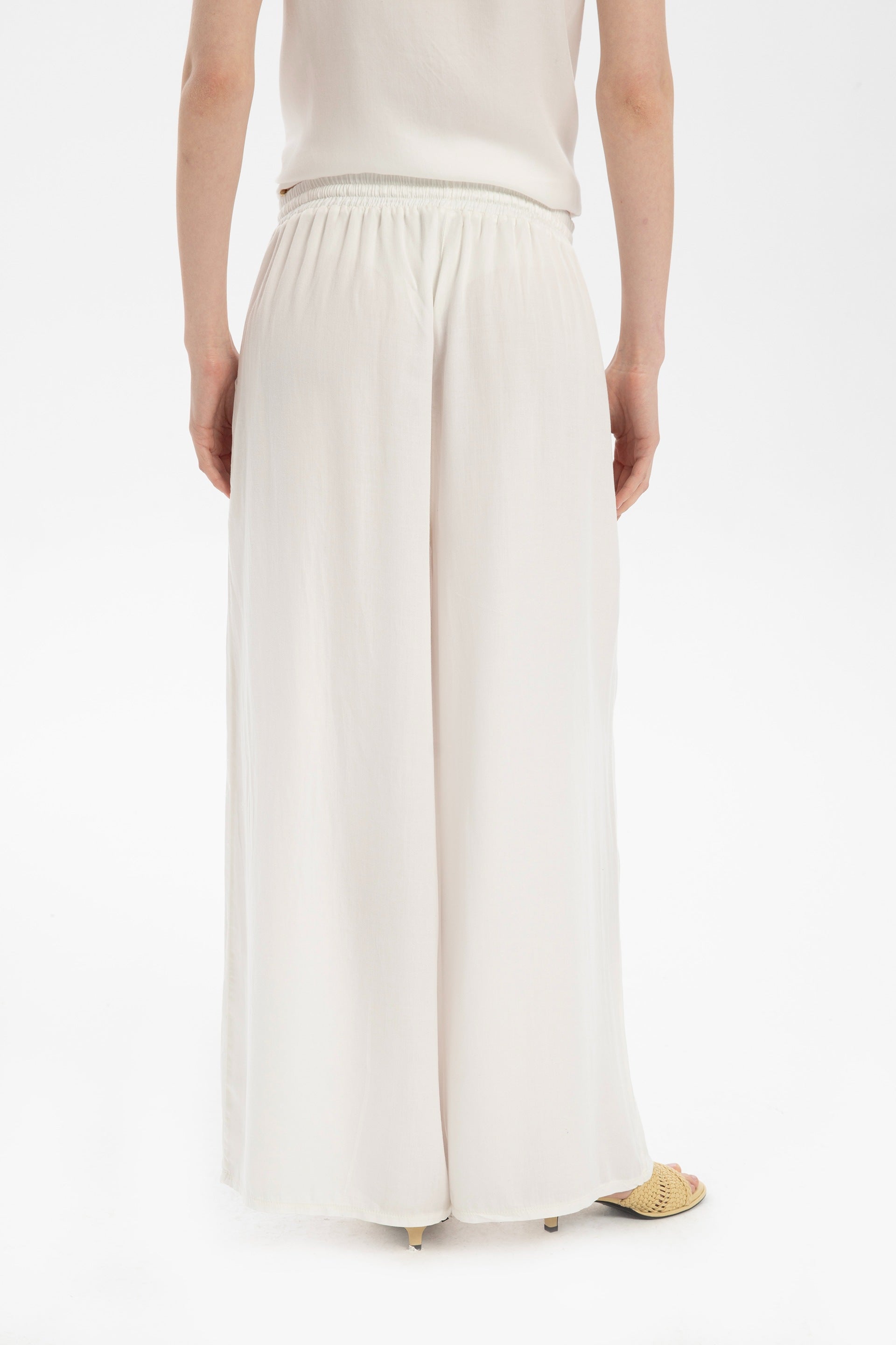 Tensel Dökümlü Palazzo Pantolon #renk_Ekru