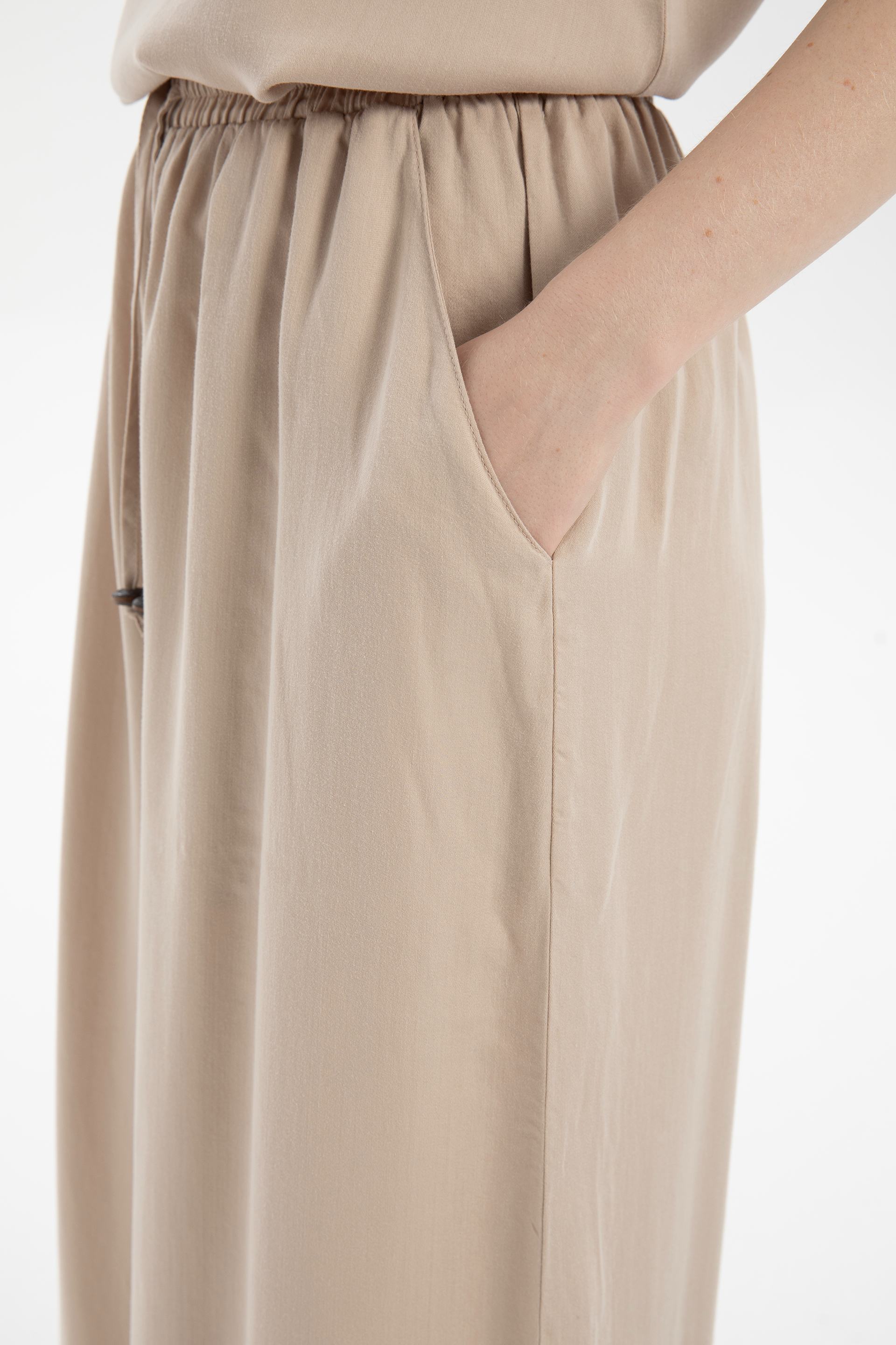 Tensel Dökümlü Palazzo Pantolon #renk_Flax