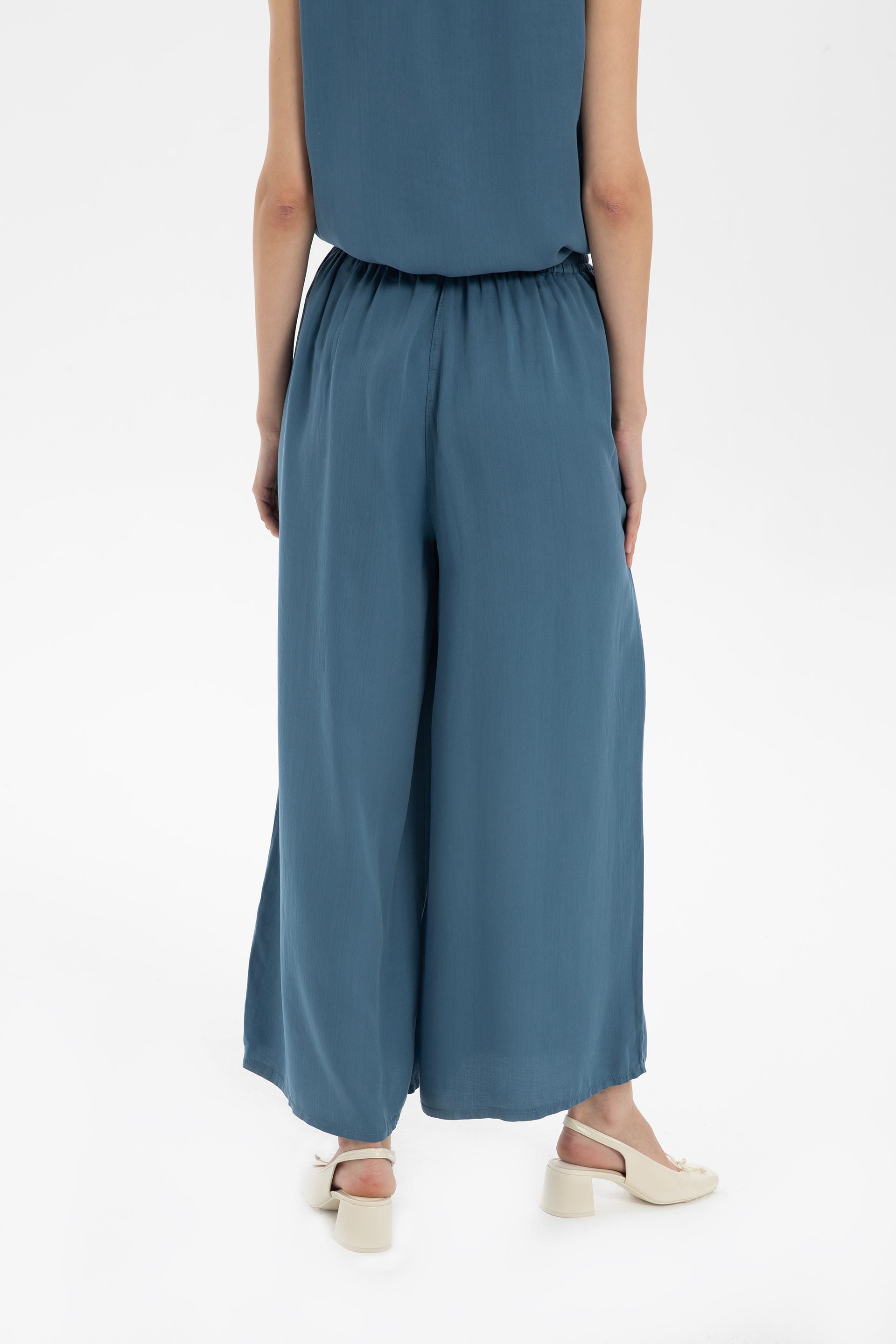 Tensel Dökümlü Palazzo Pantolon #renk_Indigo