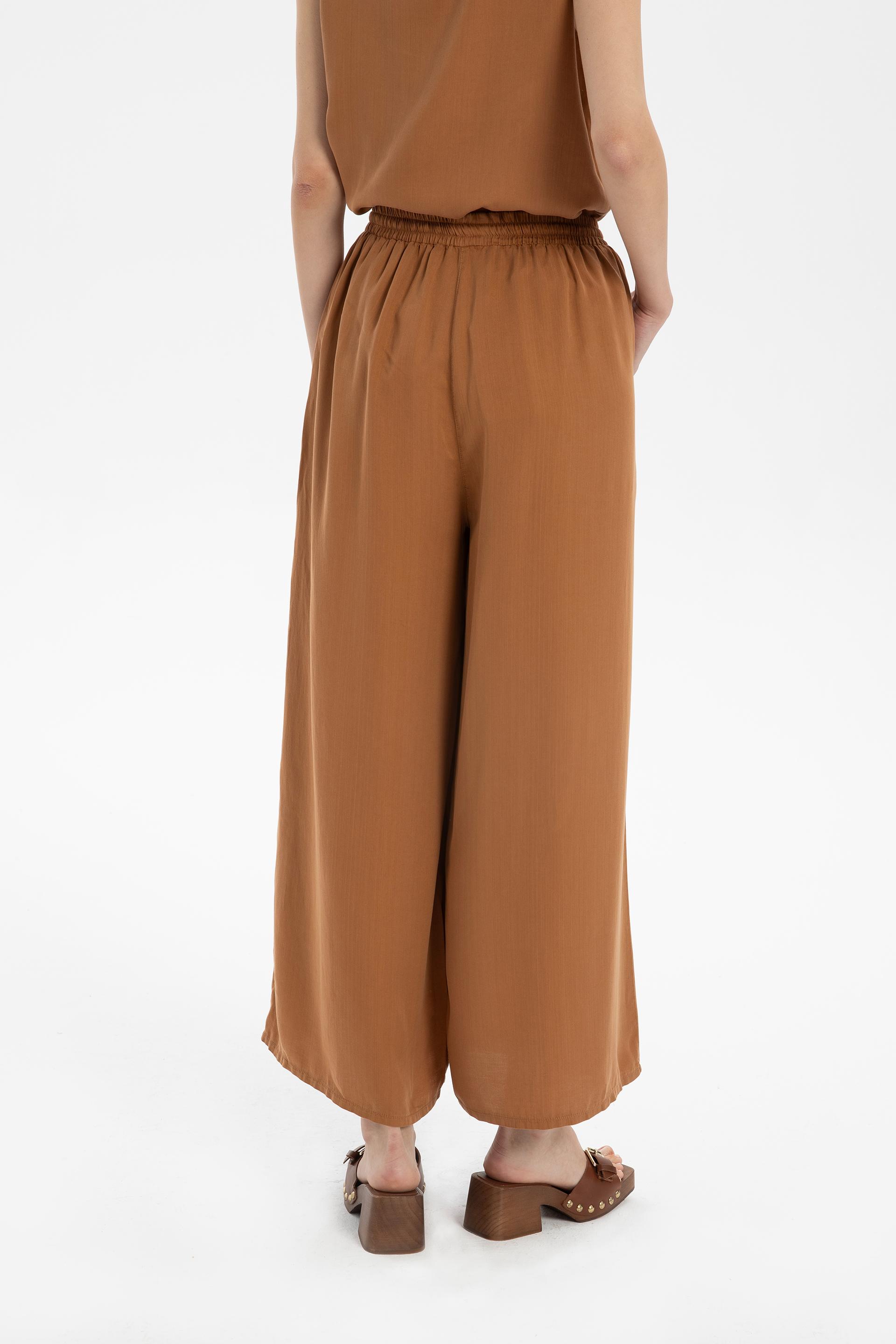 Tensel Dökümlü Palazzo Pantolon #renk_Terra Cotta