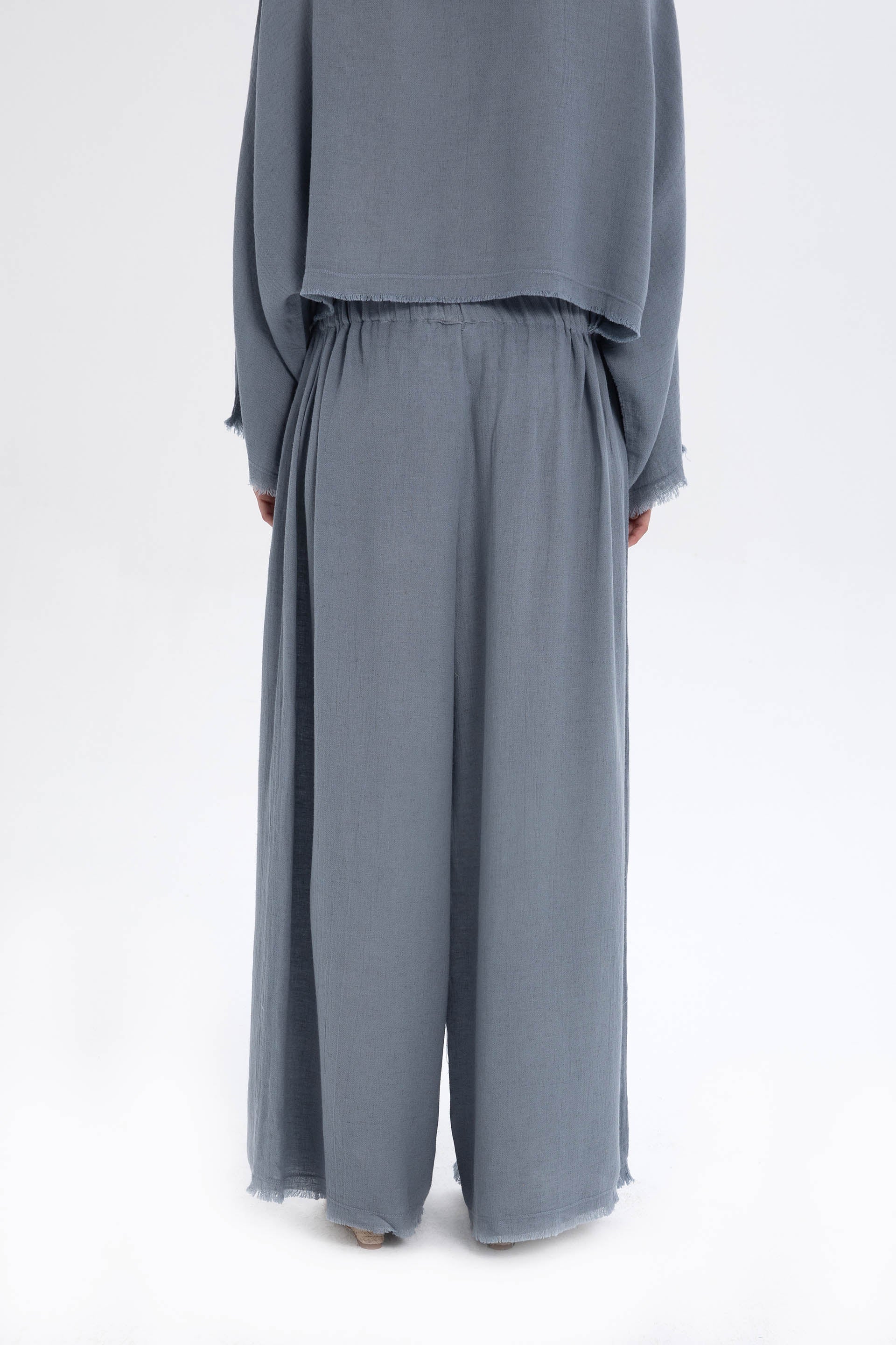 Natural Dokulu Rahat Kadın Pantolon #renk_Buz Mavi