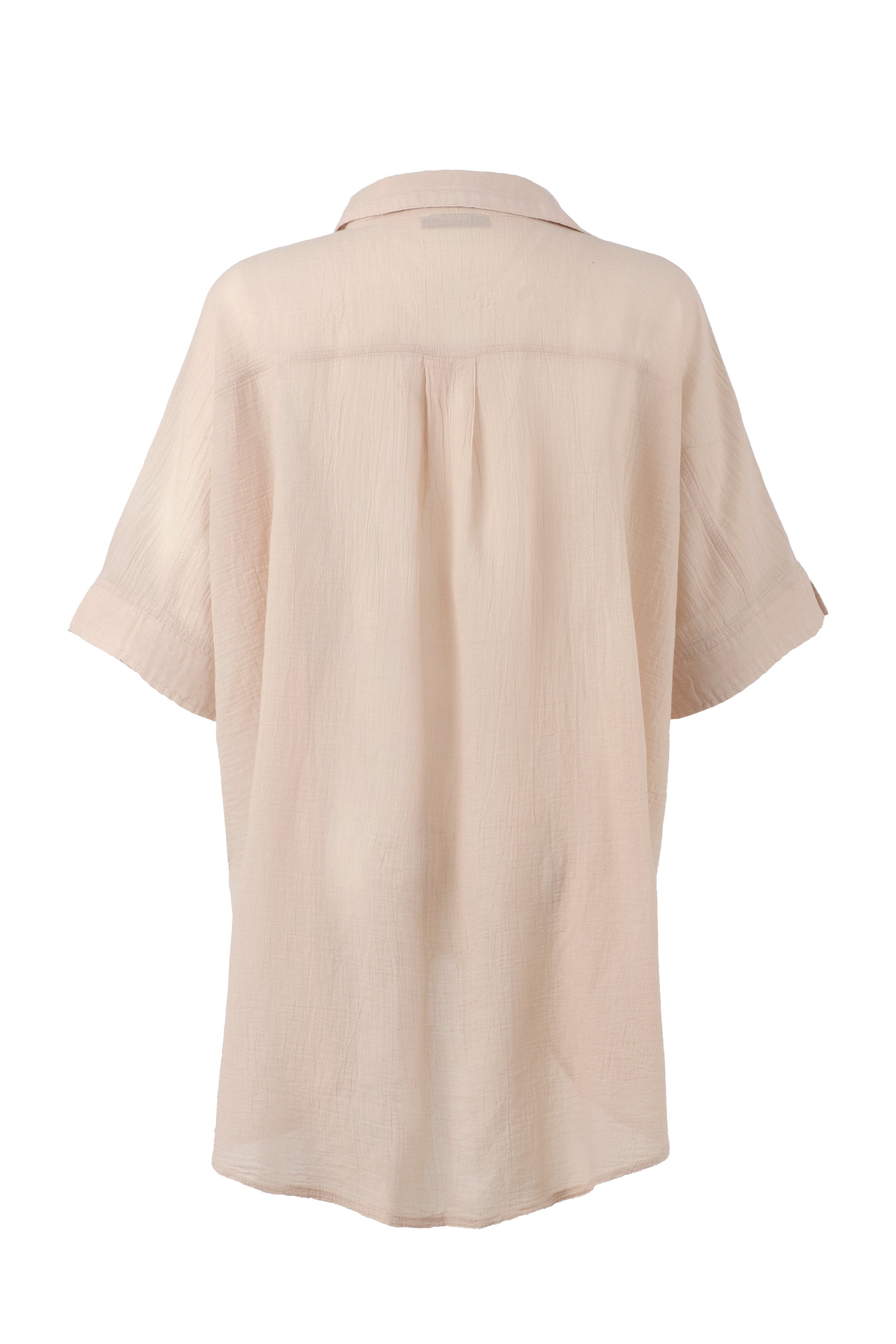 İnce Düğmesiz Oversize Gömlek #renk_Flax