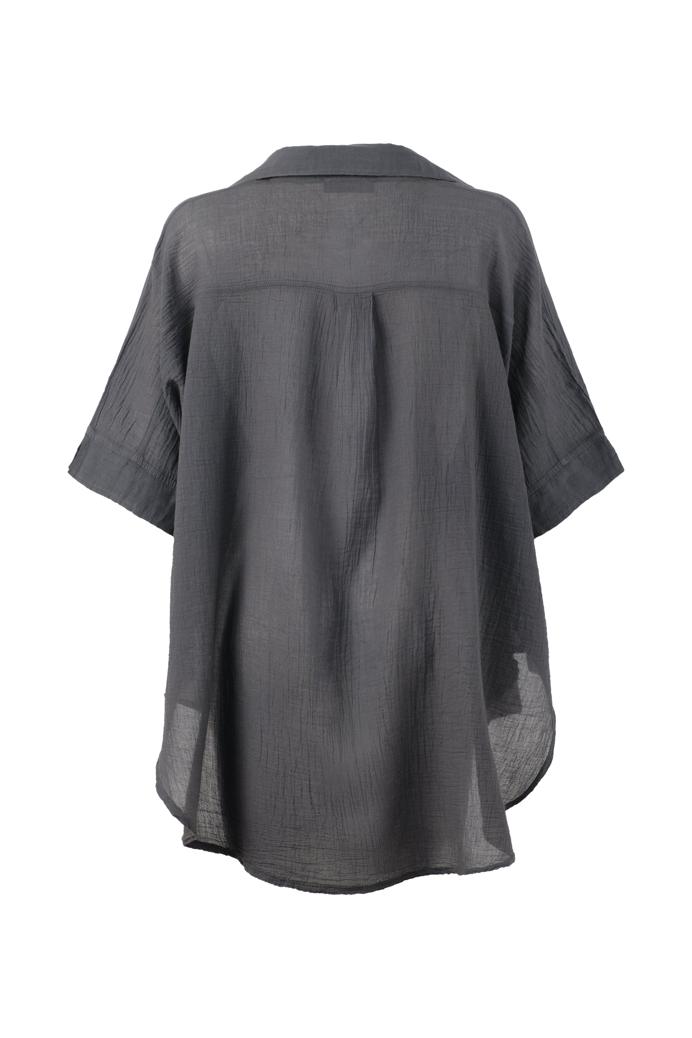 İnce Düğmesiz Oversize Gömlek #renk_Antrasit