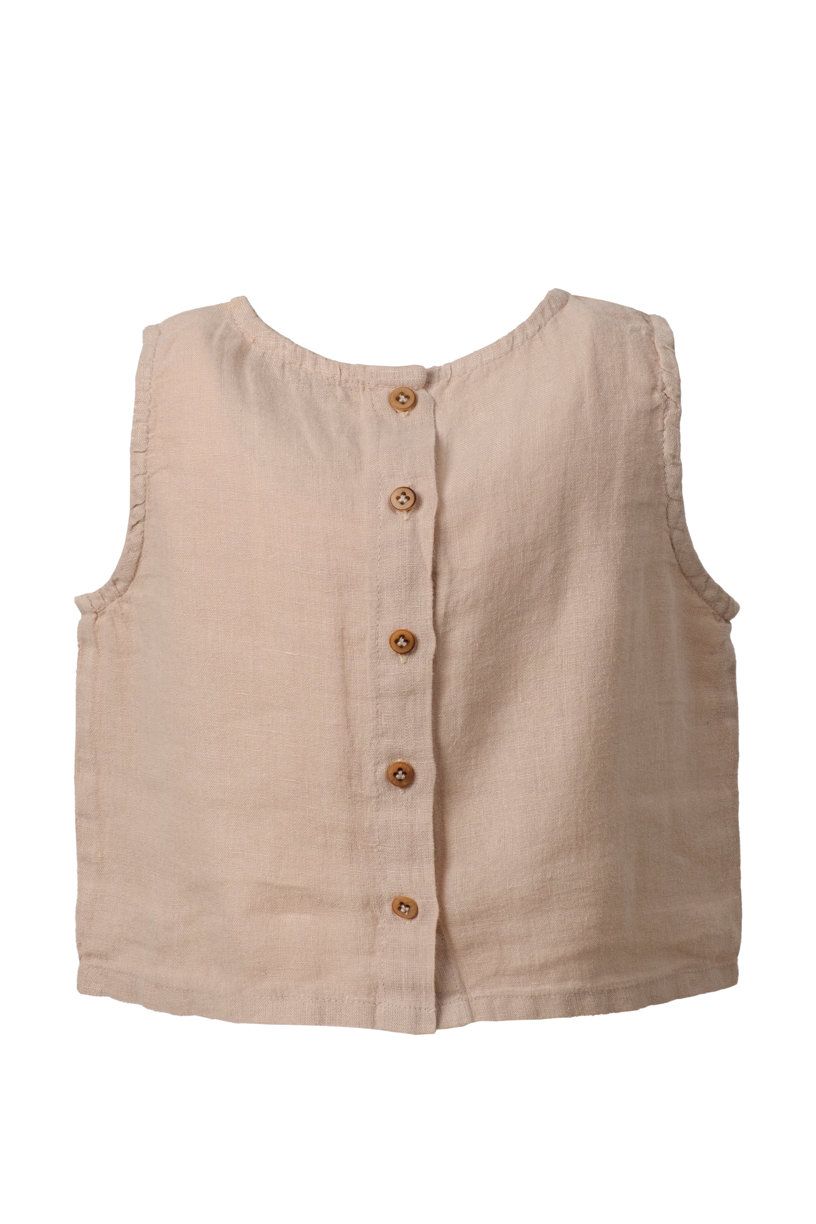 Arkadan Dügmeli Keten Kız Çocuk Bluz #Renk_ Flax