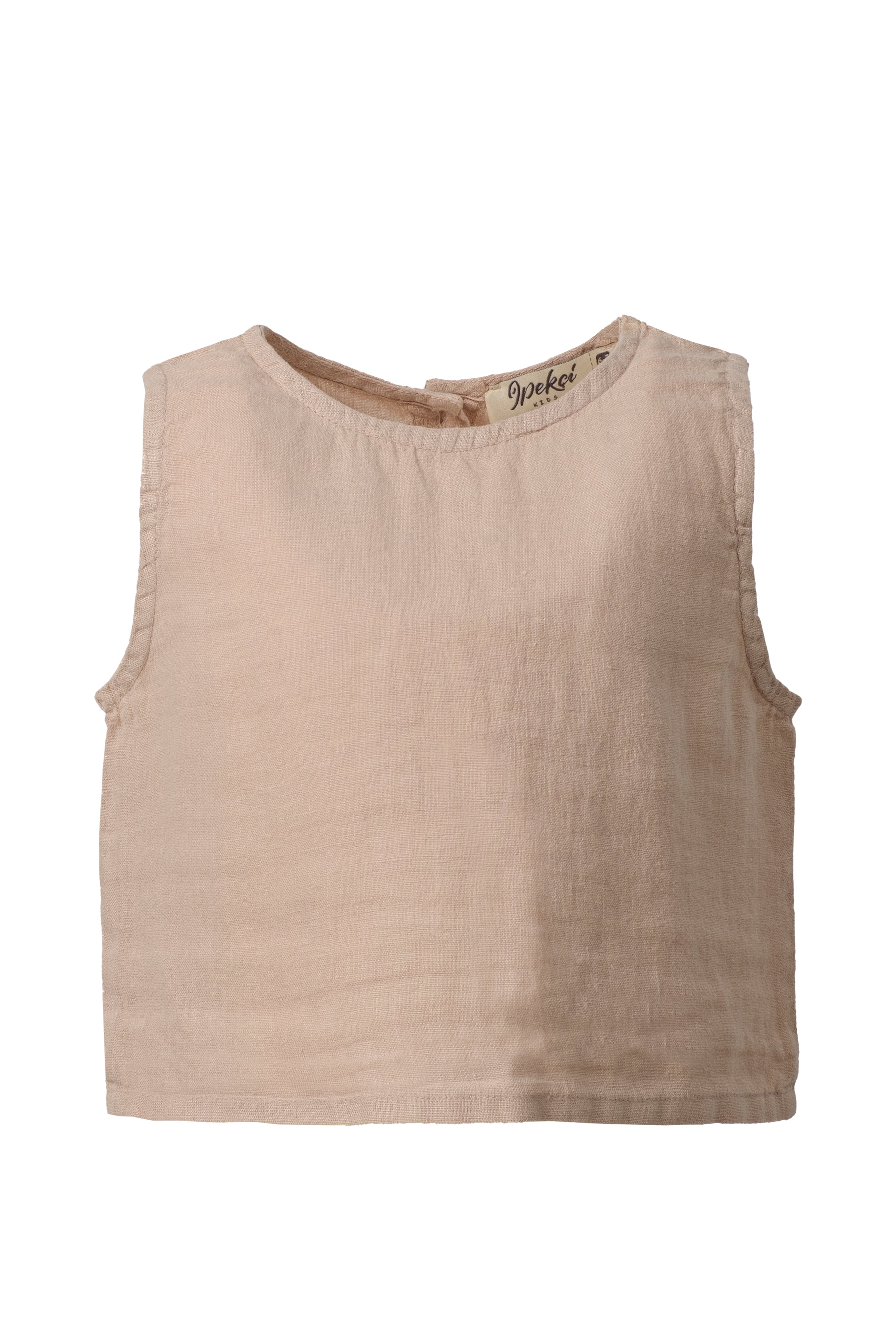 Arkadan Dügmeli Keten Kız Çocuk Bluz #Renk_ Flax