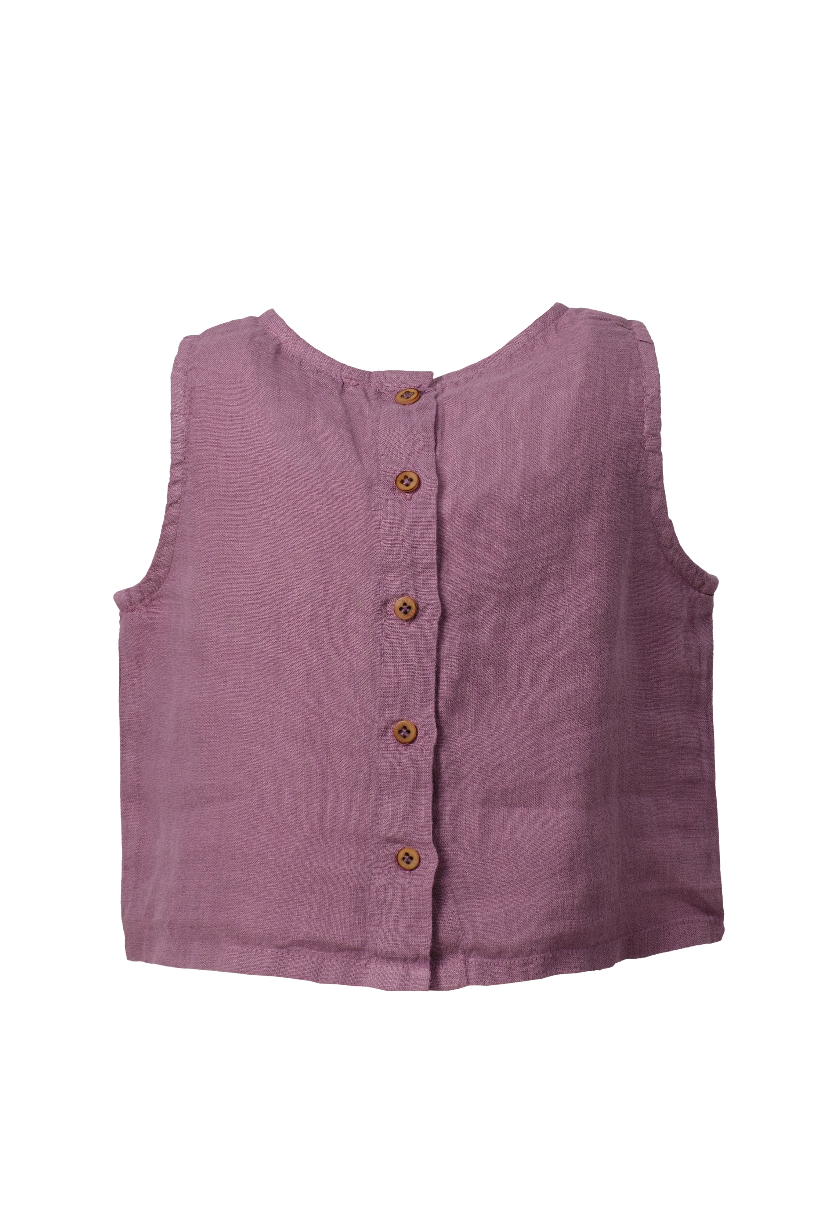 Arkadan Dügmeli Keten Kız Çocuk Bluz #Renk_ Fuşya