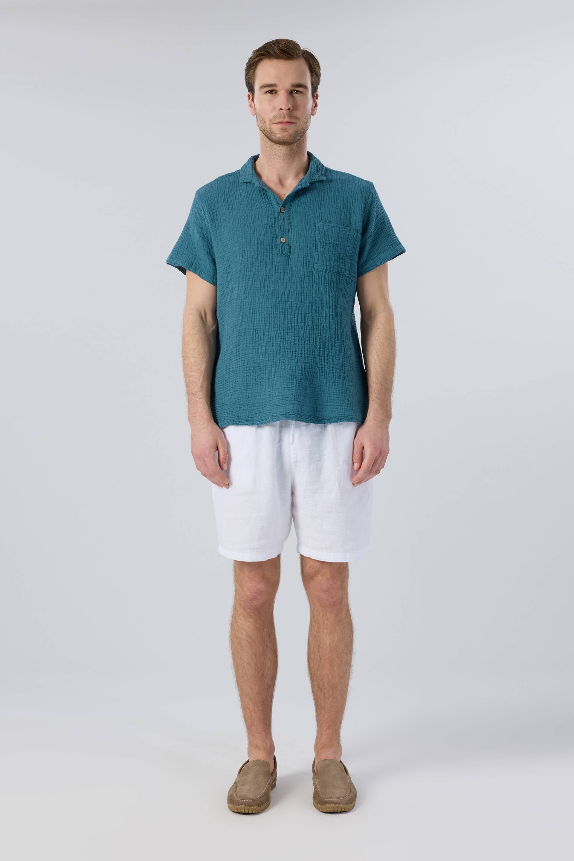 Müslin Polo Yaka Erkek Tişört #renk_Petrol