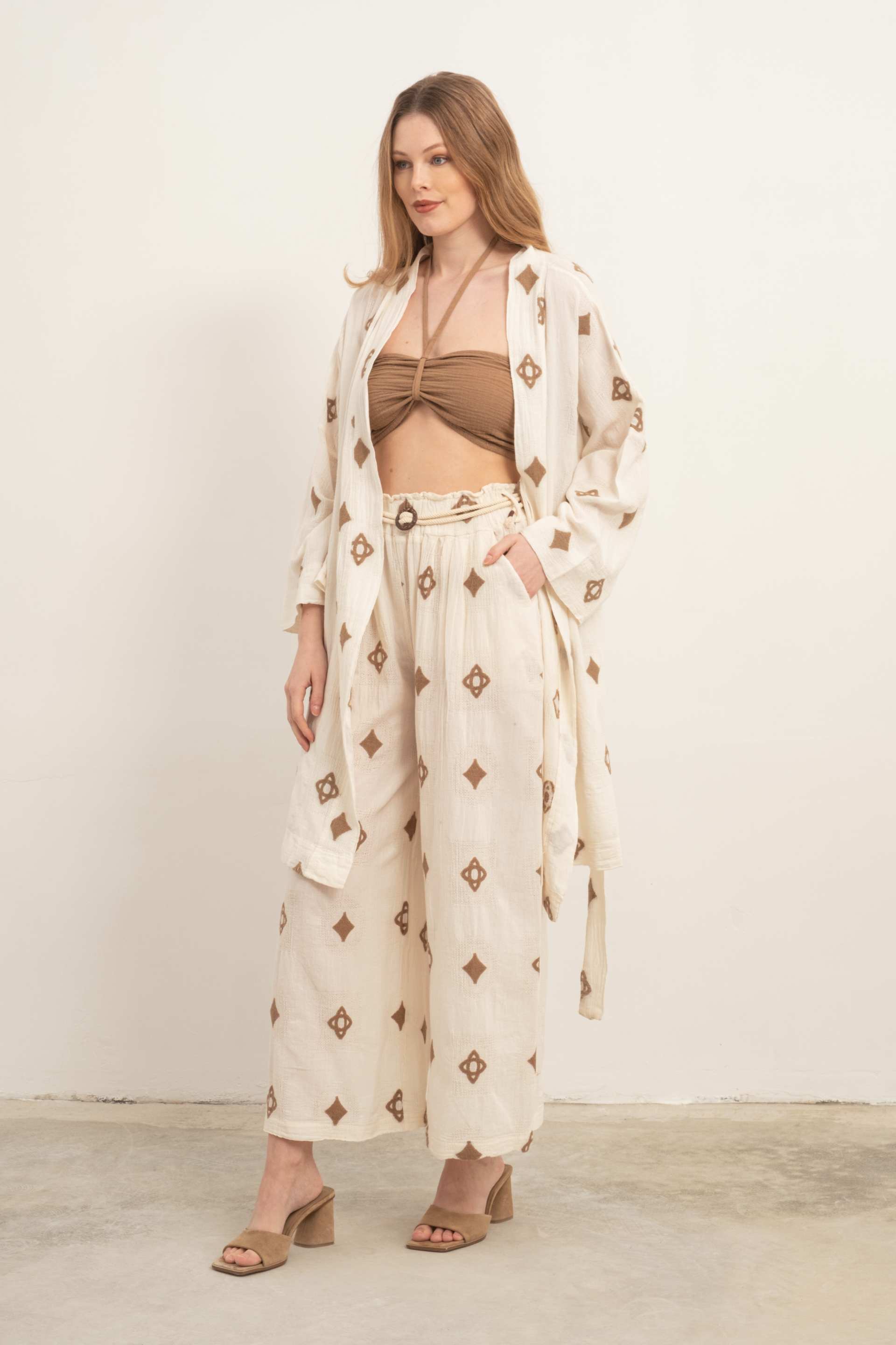Bordürlü Kimono #renk_Kahve