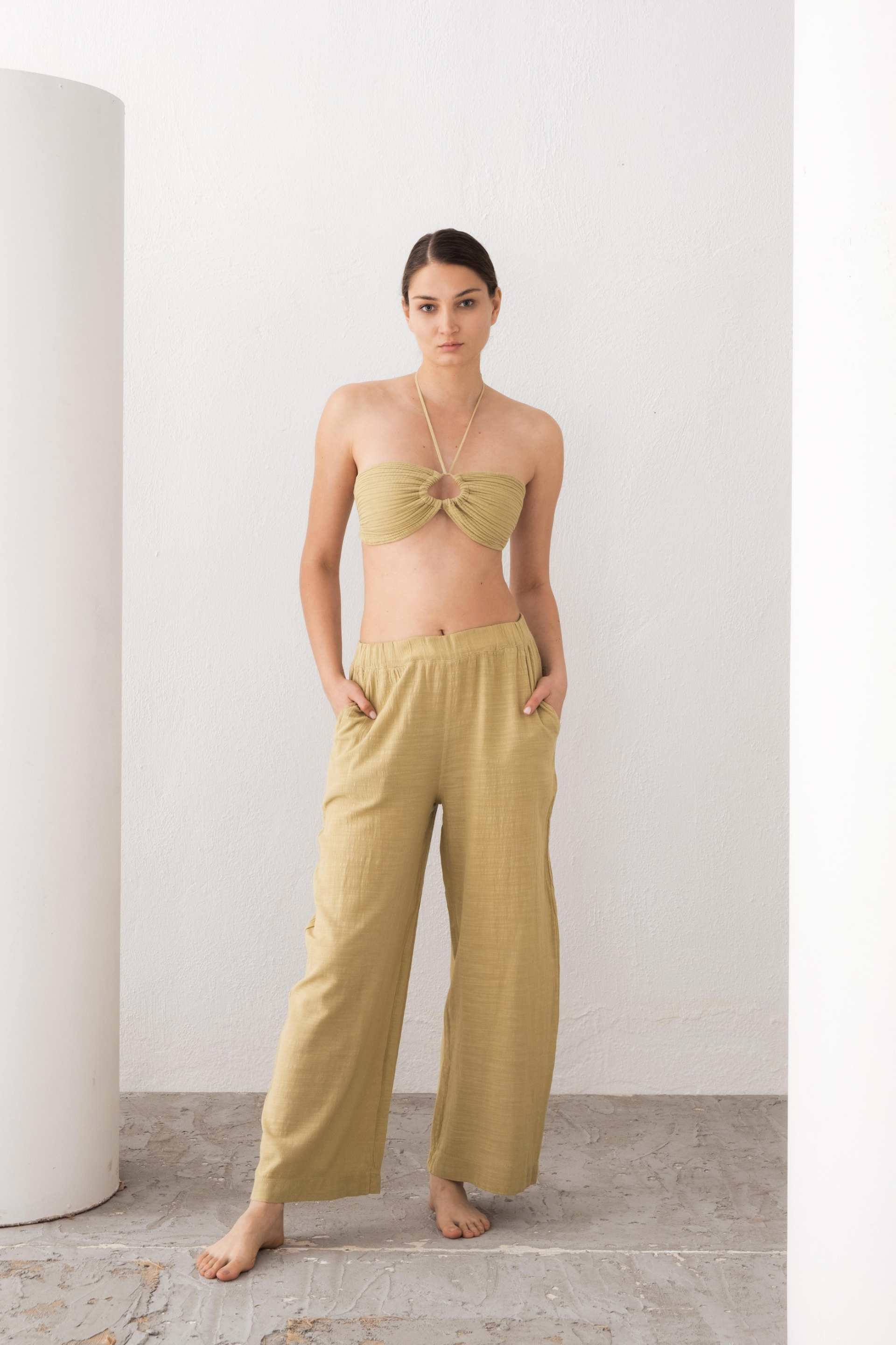 Müslin Önden Büzmeli Crop #renk_Mint