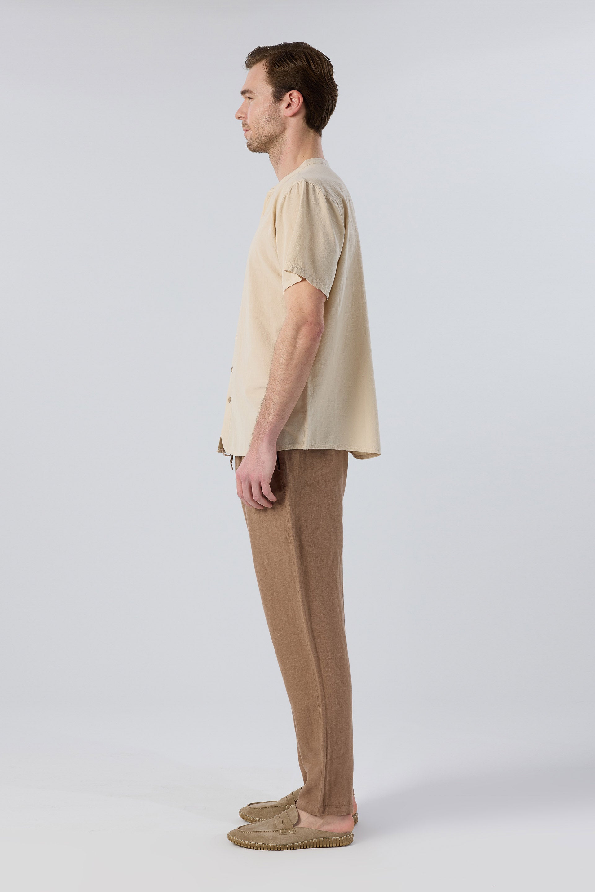 Rahat Kesim %100 Keten Erkek Pantolon #renk_Kahve