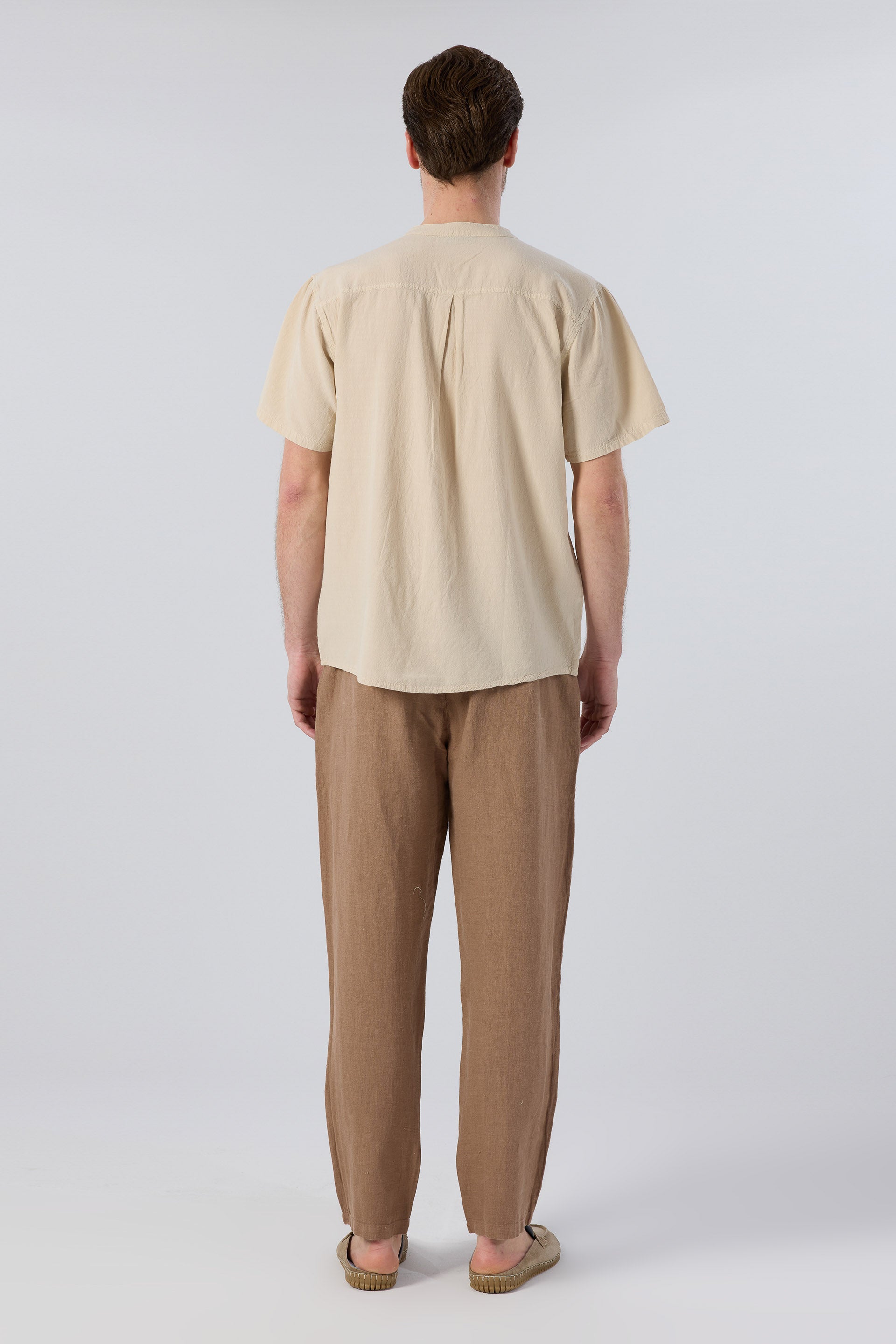 Rahat Kesim %100 Keten Erkek Pantolon #renk_Kahve