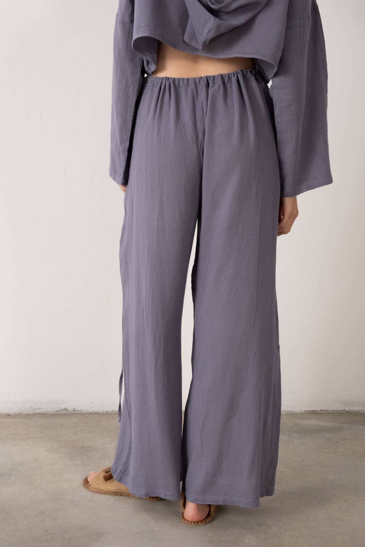 Bel Dekolteli İp Askılı Pantolon #Renk_Lila