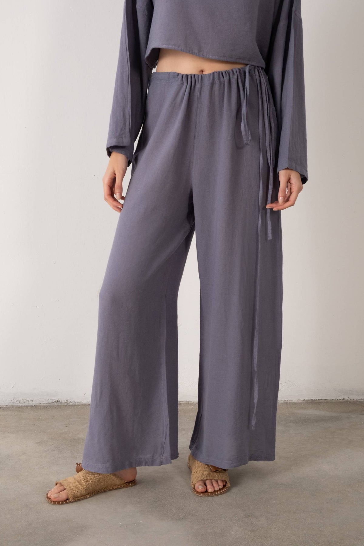 Bel Dekolteli İp Askılı Pantolon #Renk_Lila