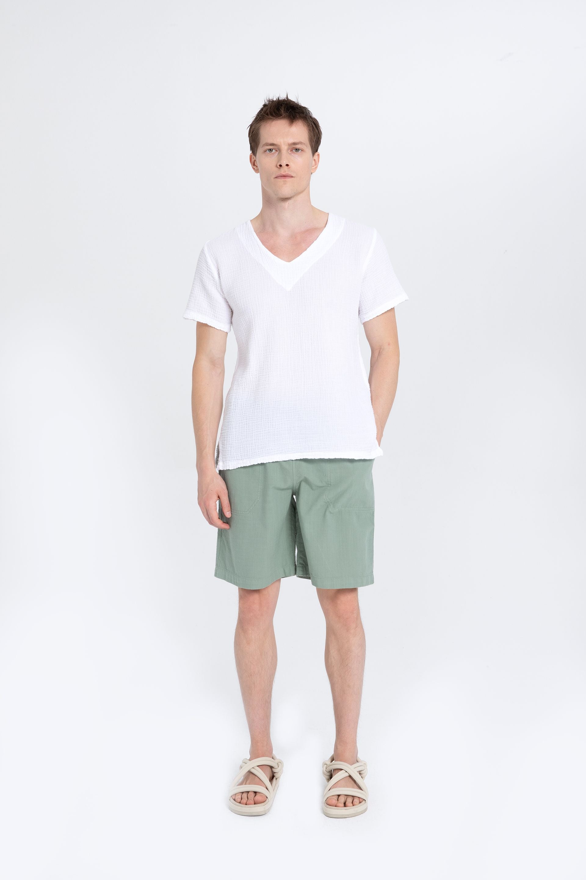 V yaka Müslin Erkek Tişört