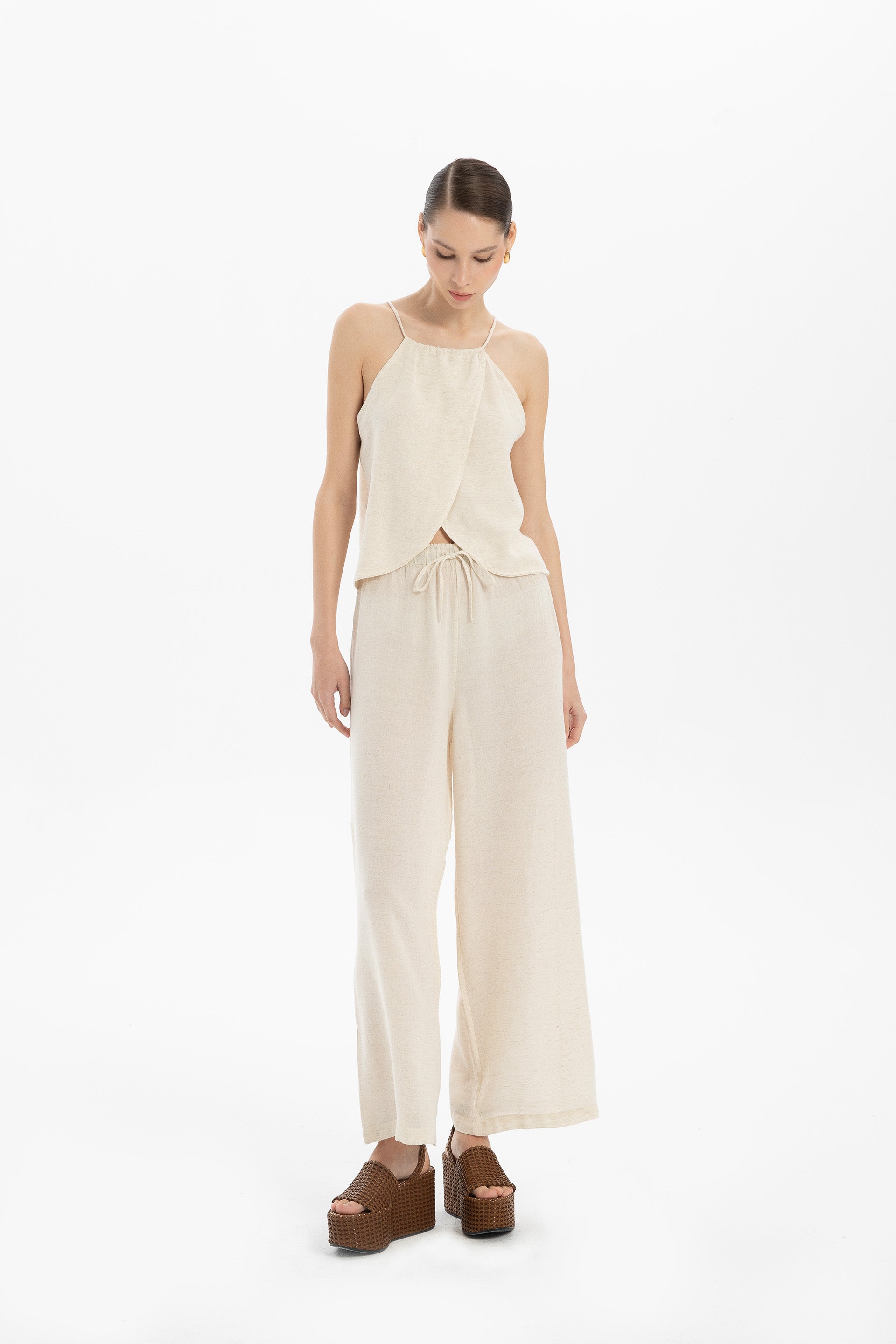 Keten Viskon Palazzo Pantolon #renk_Doğal