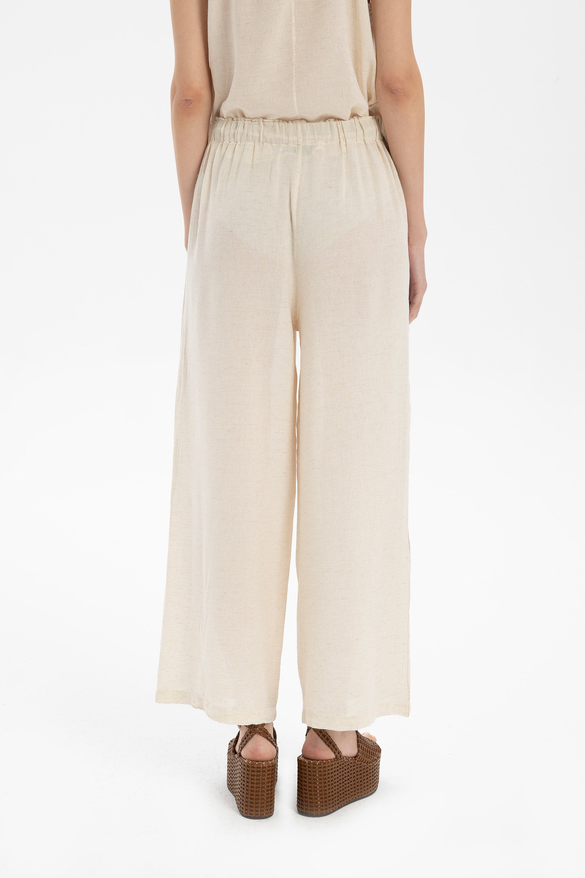 Keten Viskon Palazzo Pantolon #renk_Doğal