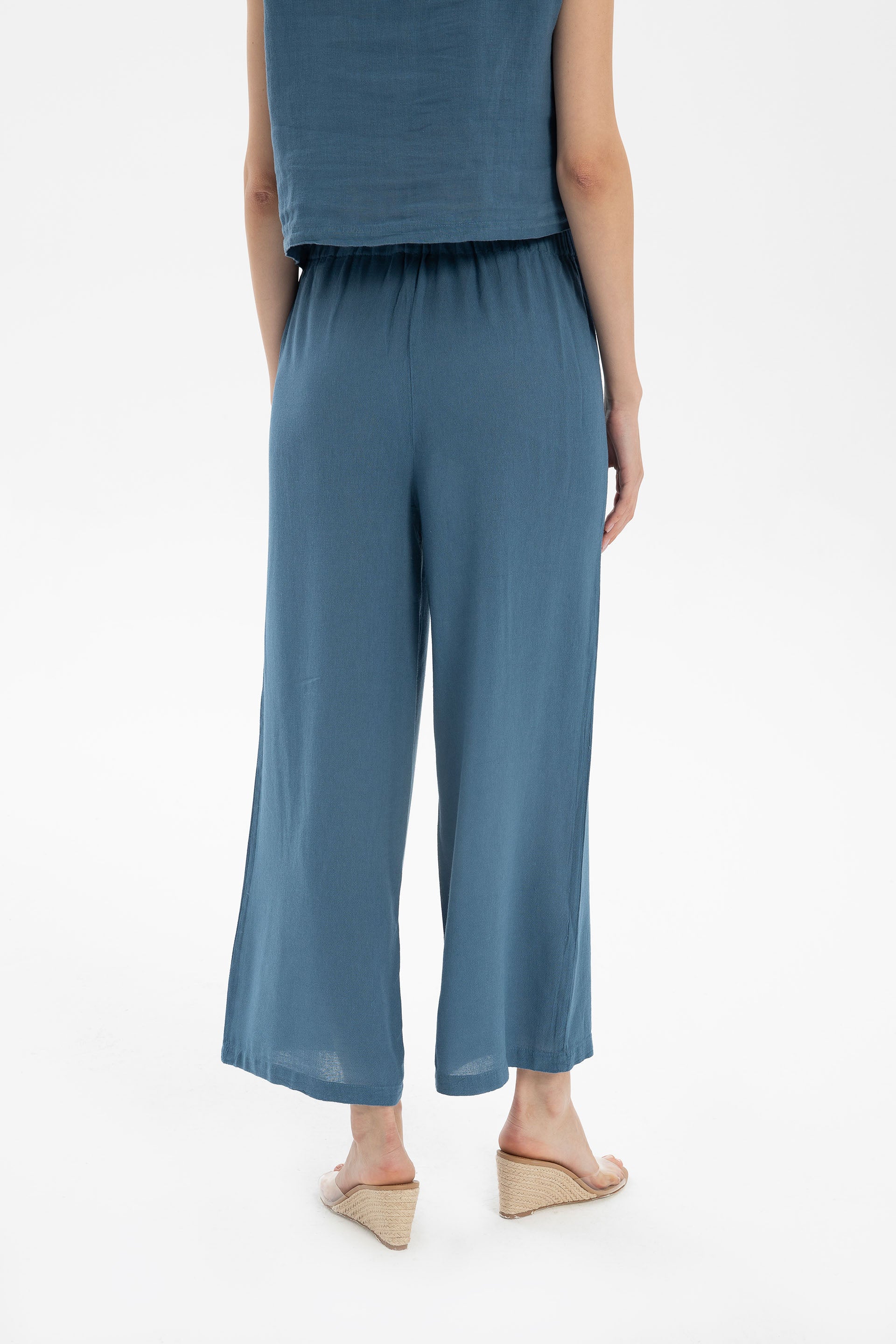 Keten Viskon Palazzo Pantolon #renk_Indigo