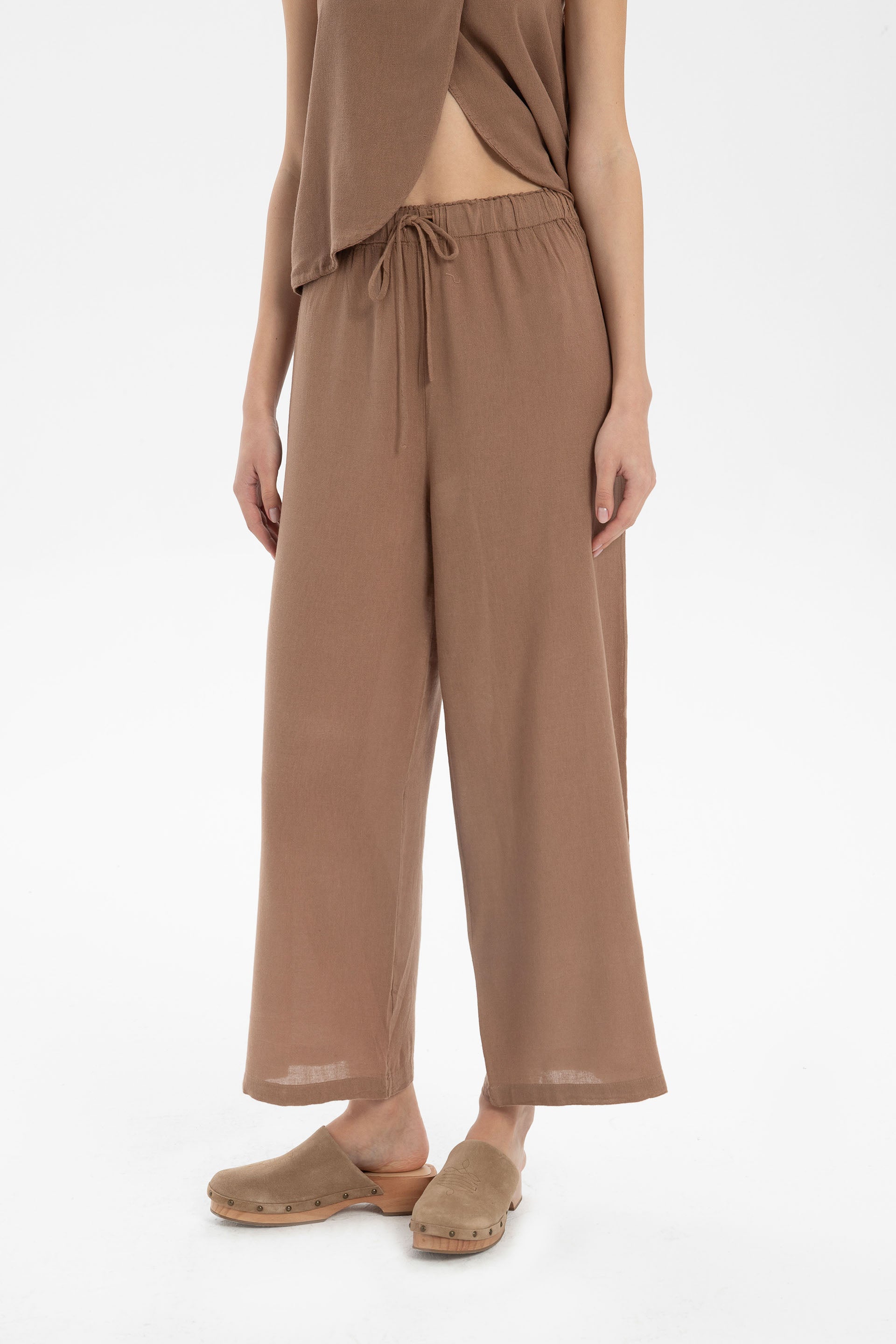 Keten Viskon Palazzo Pantolon #renk_Kahve