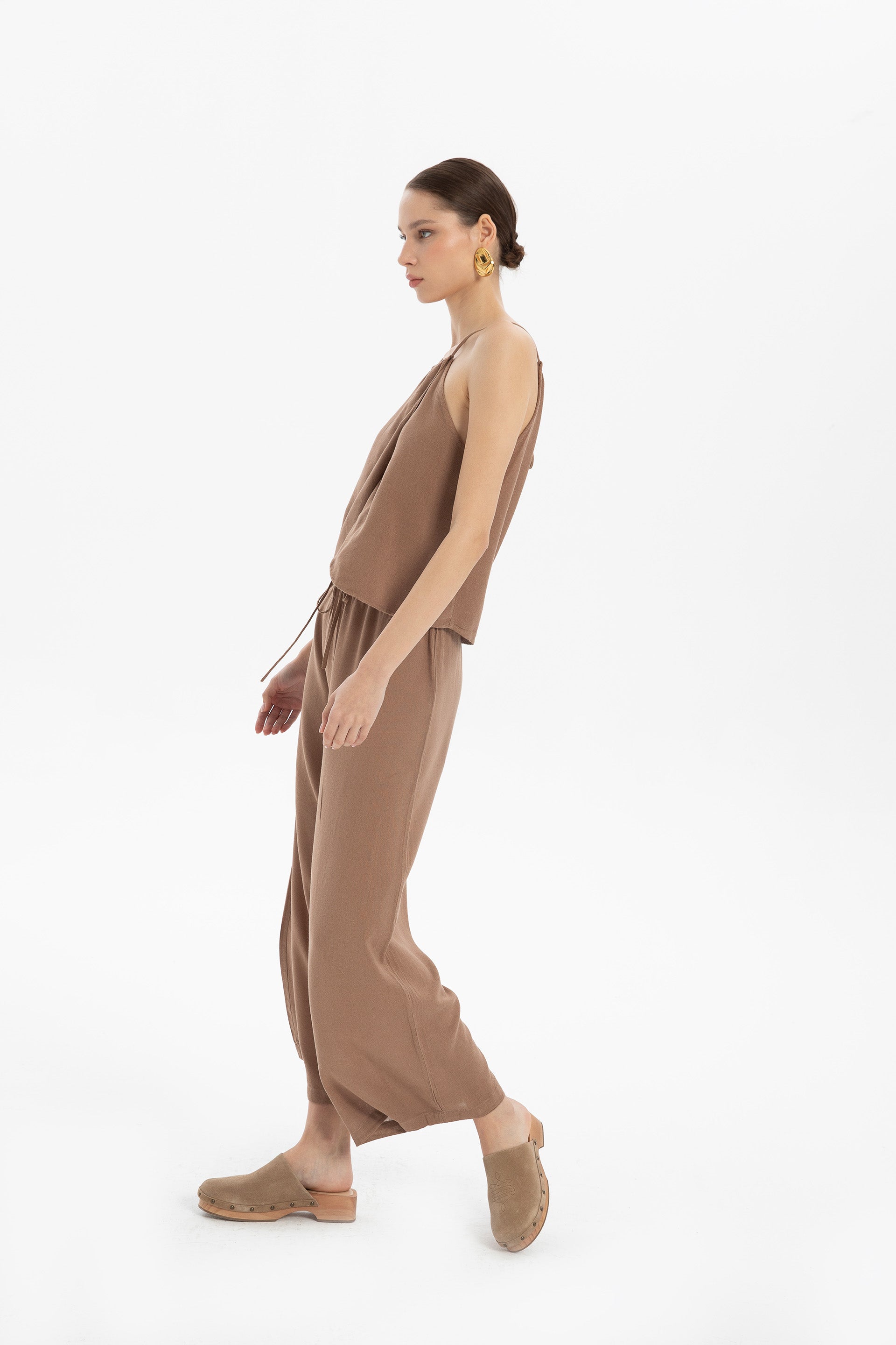 Keten Viskon Palazzo Pantolon #renk_Kahve