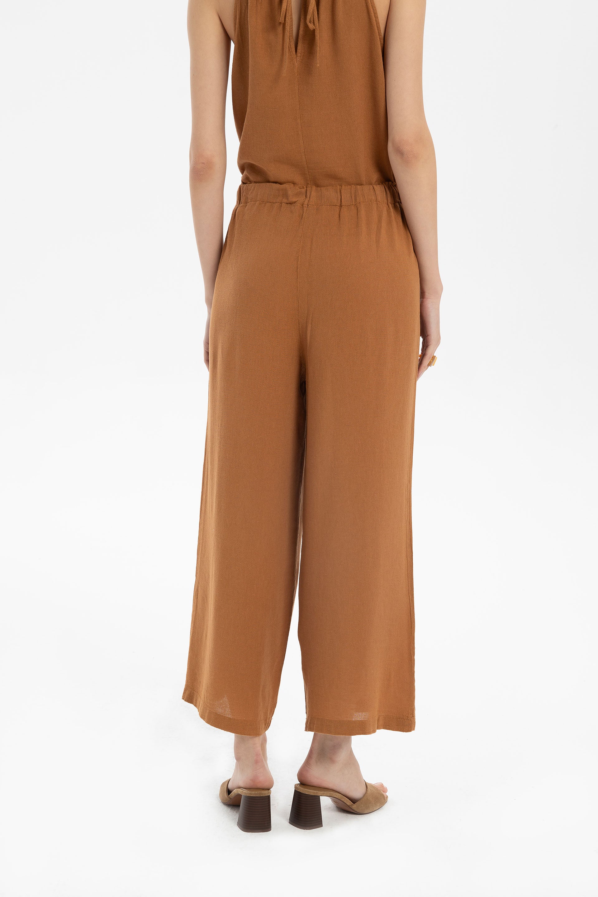 Keten Viskon Palazzo Pantolon #renk_Terra Cotta