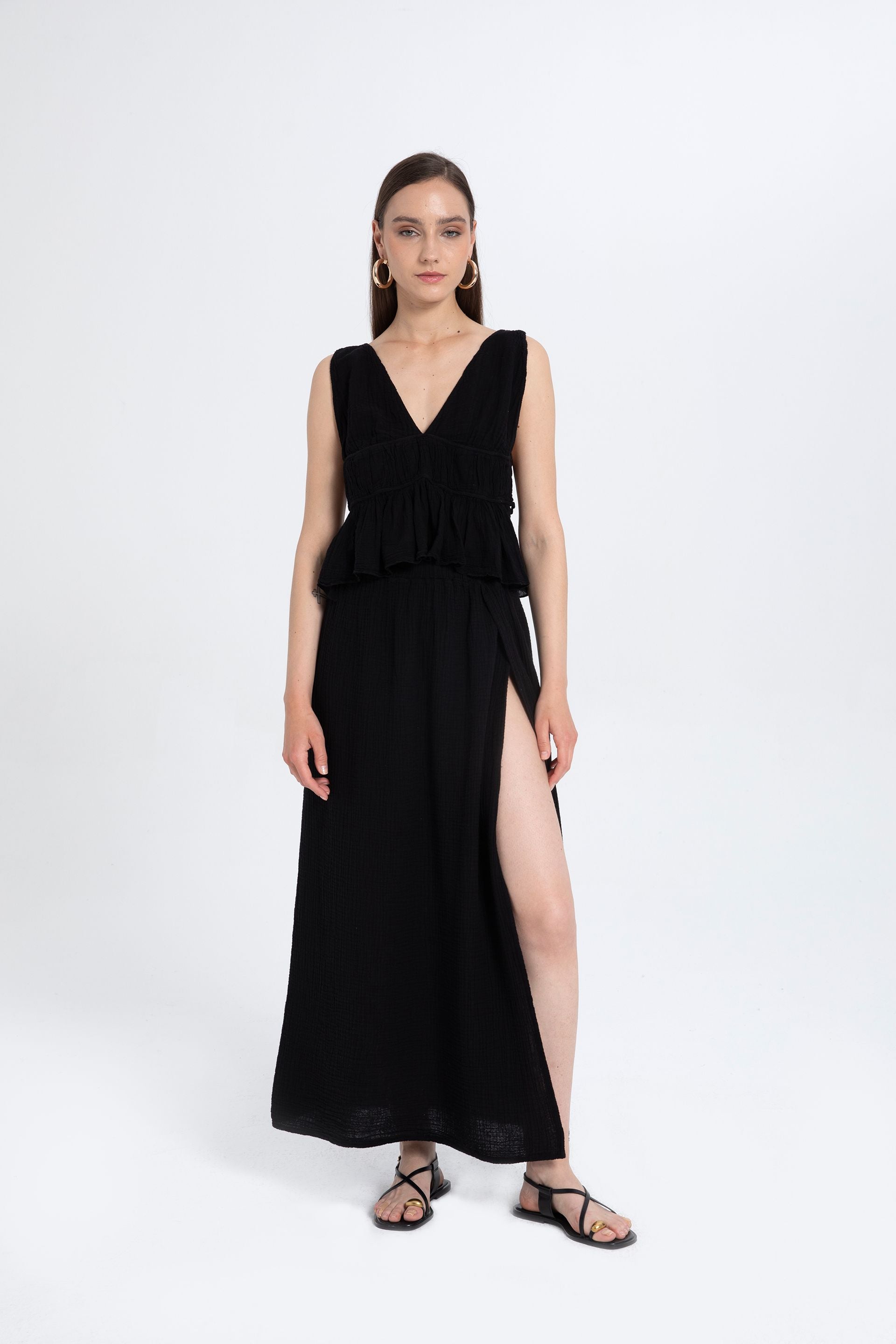 Ruffled Crop with Tie Back