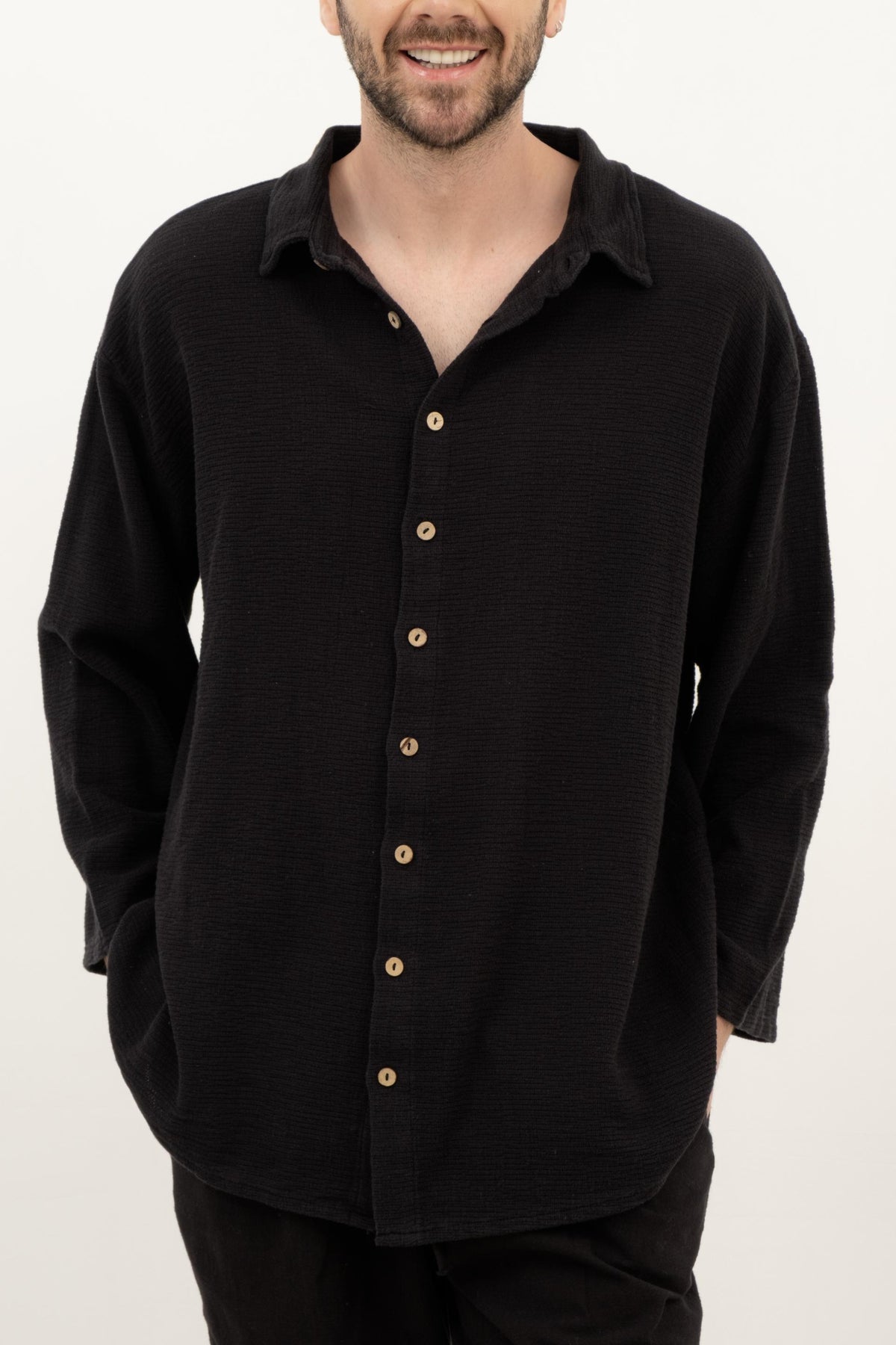 Etamin Unisex Oversize Gömlek #renk_Siyah