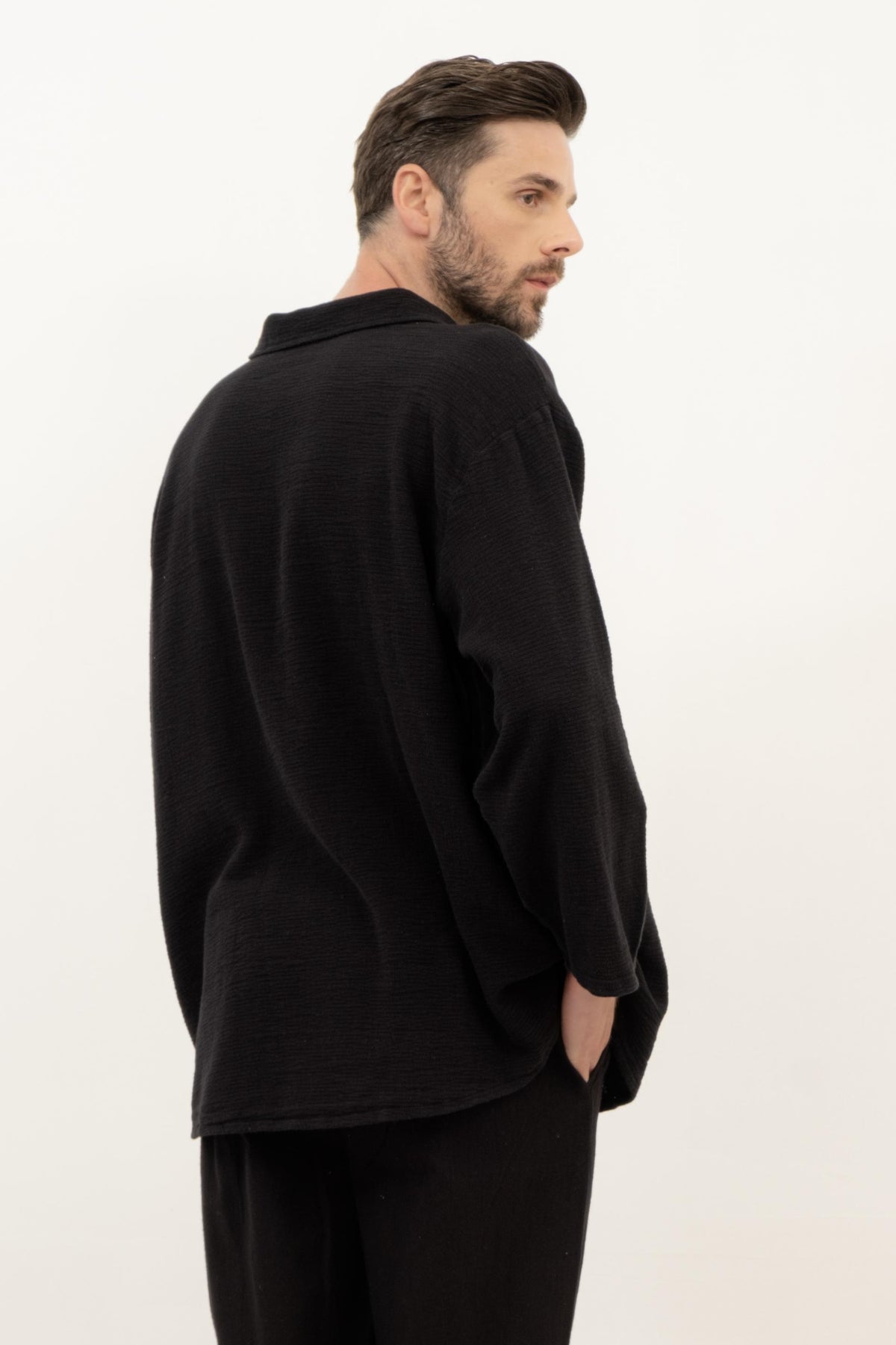 Etamin Unisex Oversize Gömlek #renk_Siyah