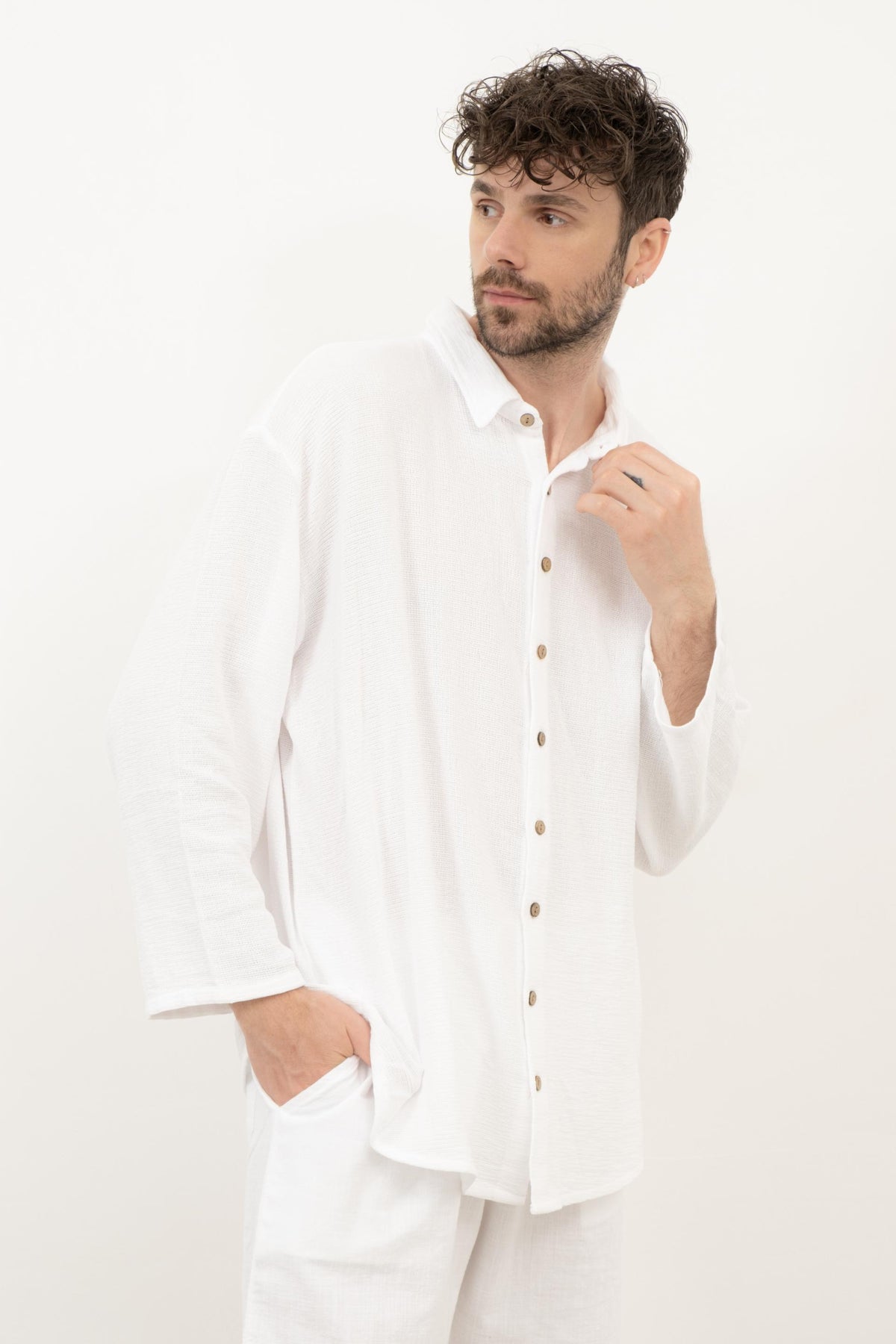 Etamin Unisex Oversize Gömlek #renk_Beyaz