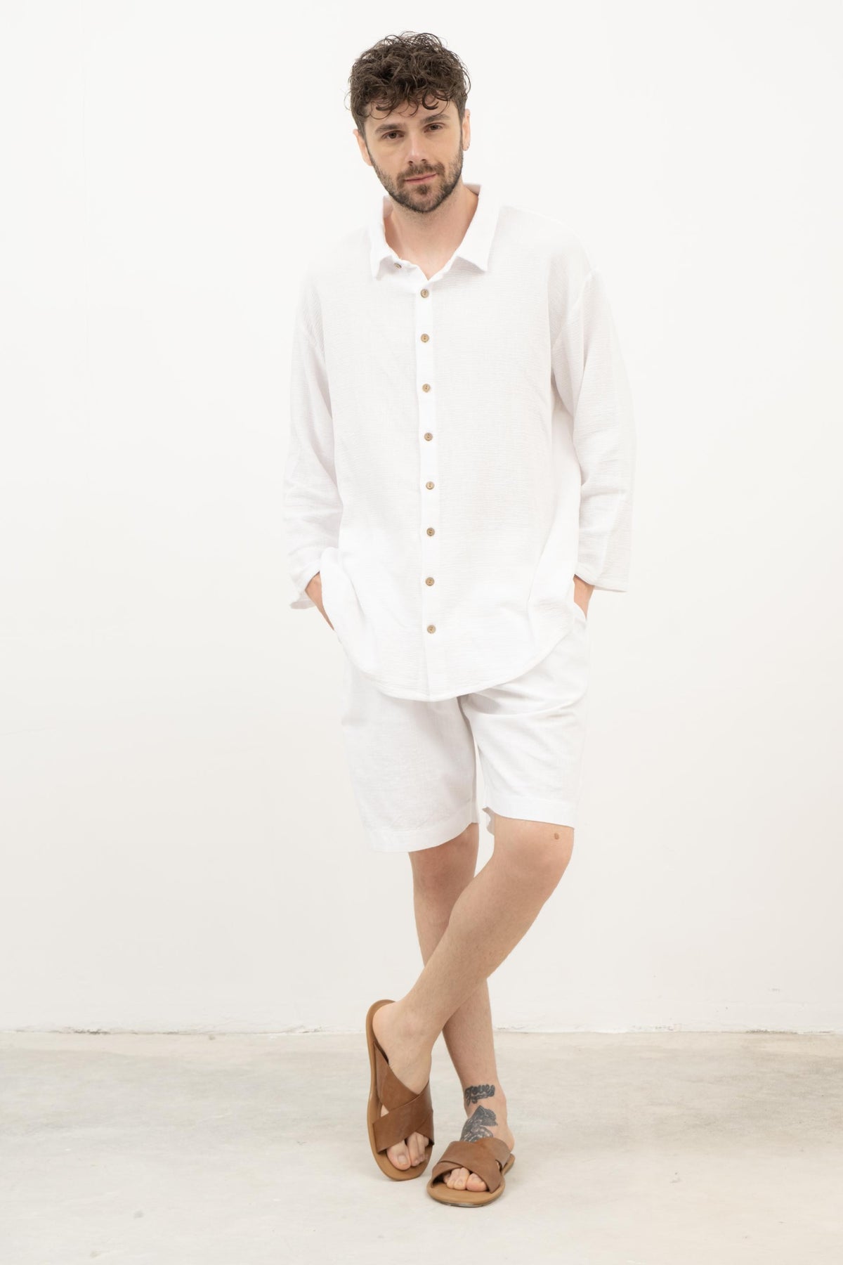 Etamin Unisex Oversize Gömlek #renk_Beyaz