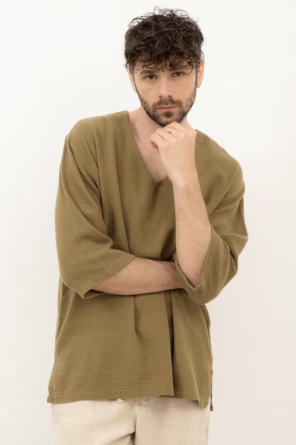 Etamin Unisex Oversize Tişört #renk_Haki