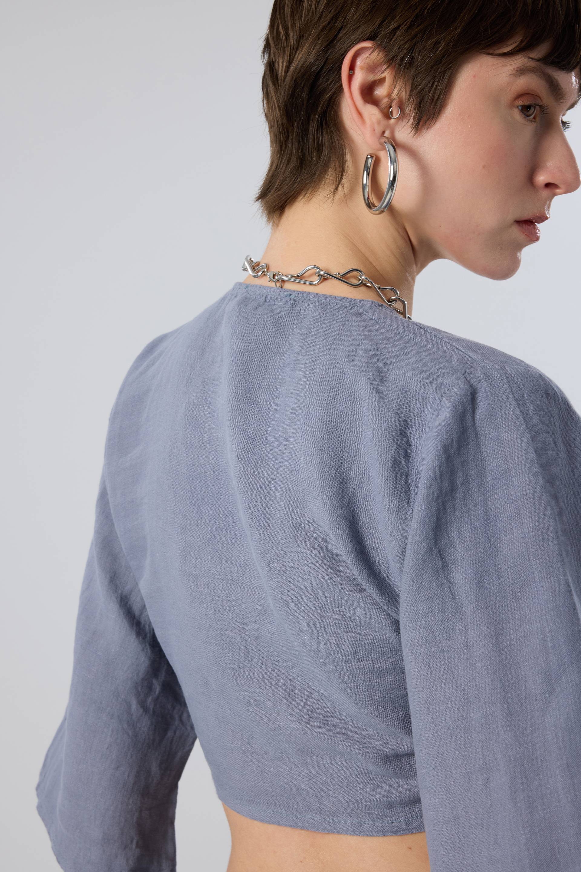 Keten Anvelop Bağlamalı Bluz / Lila #renk_Lila