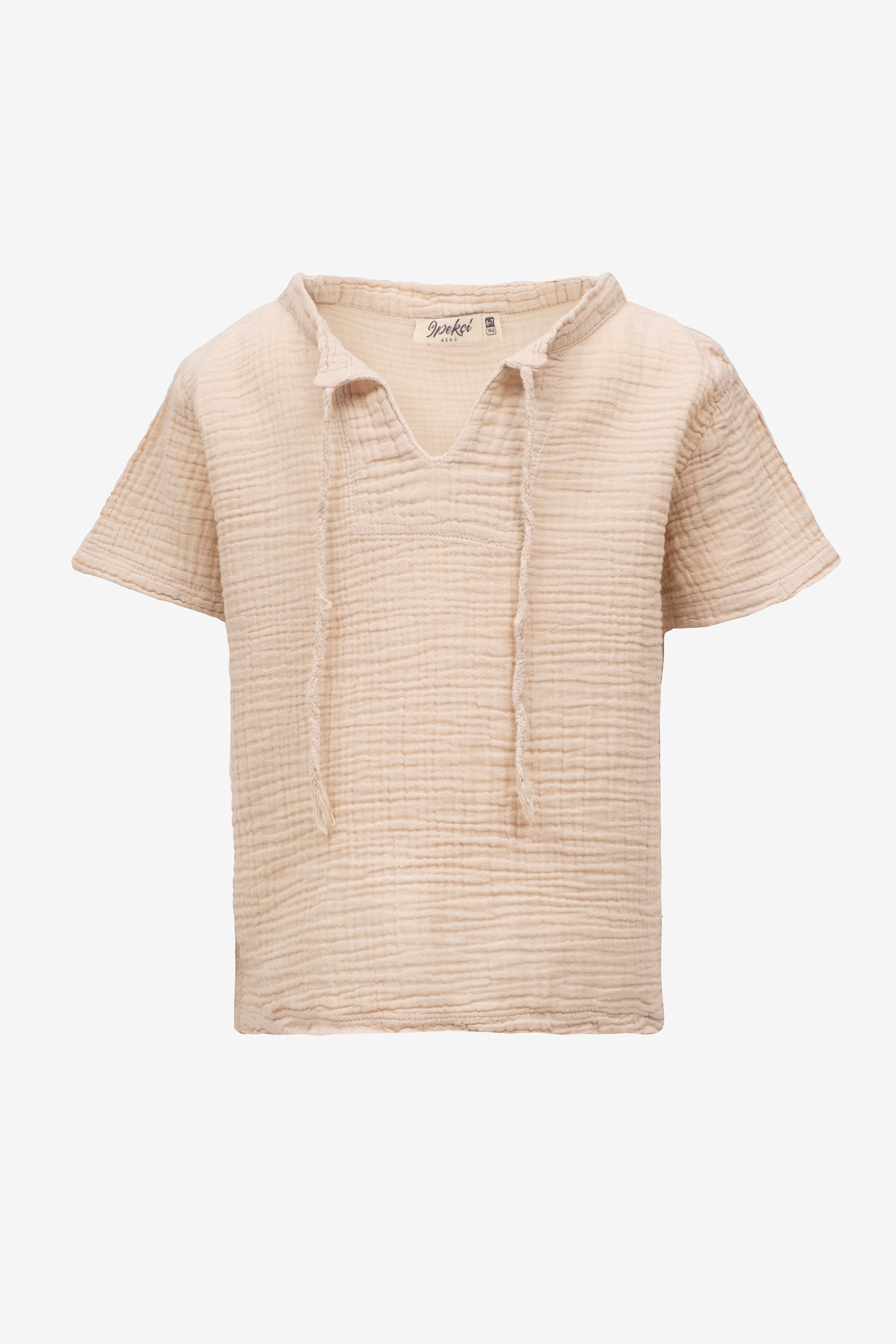 Müslin Biyeli Çocuk Tişört #renk_bej