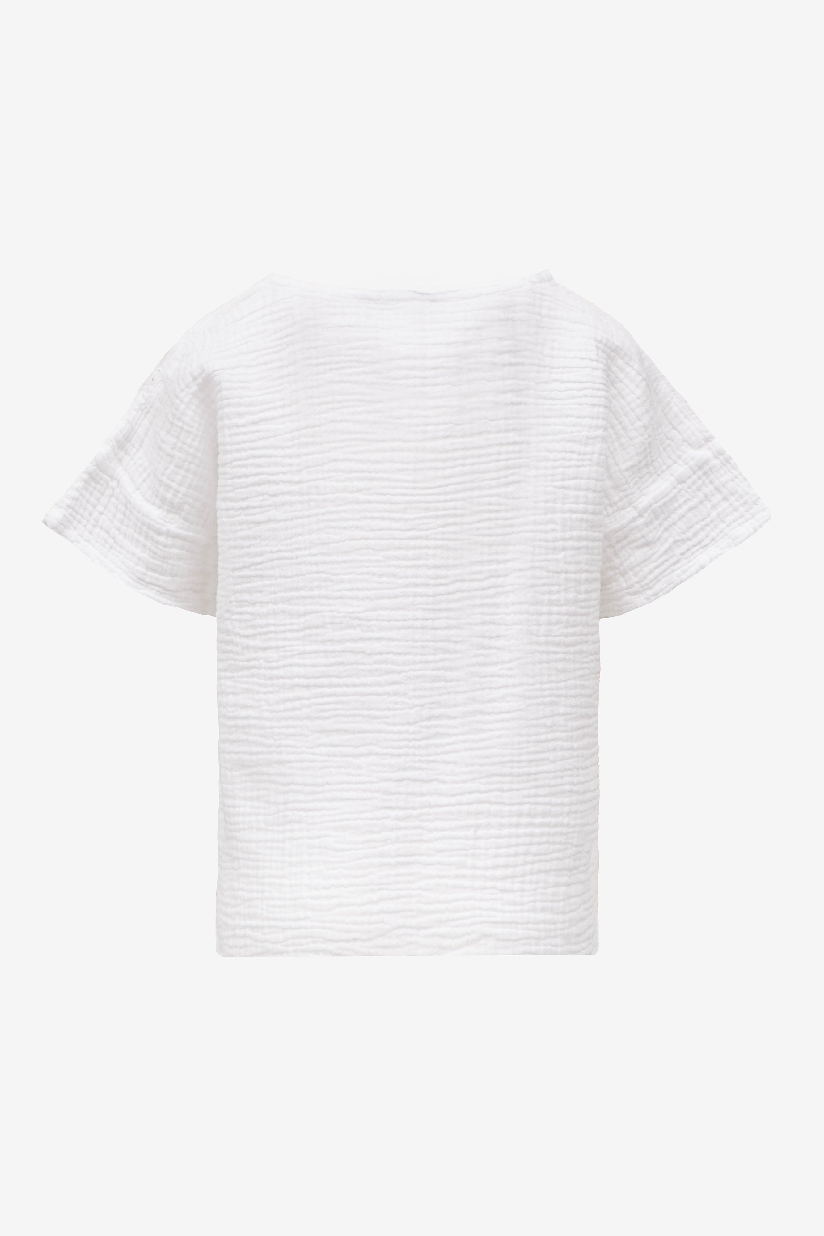 Müslin Önü Patlı Çocuk Tişört #renk_Beyaz