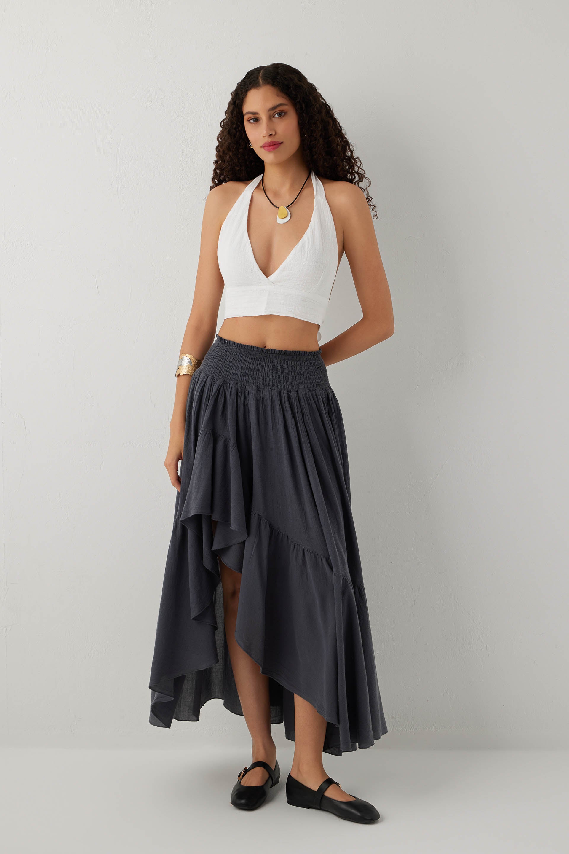 Arkadan Bağlamalı Pamuk Kadın Bralet Crop Top #renk_Beyaz