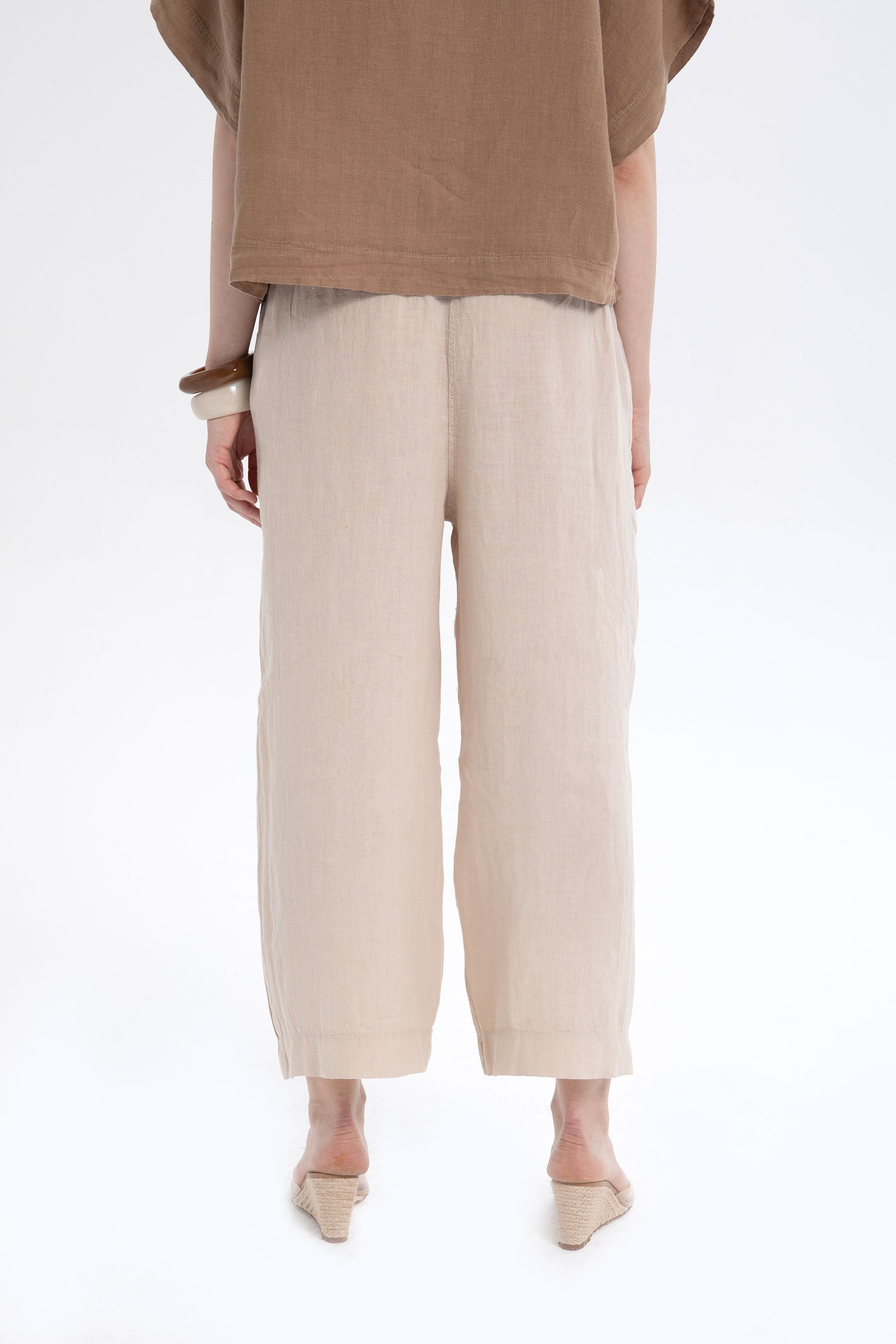 Ham Keten Palazzo Pantolon #renk_Bej