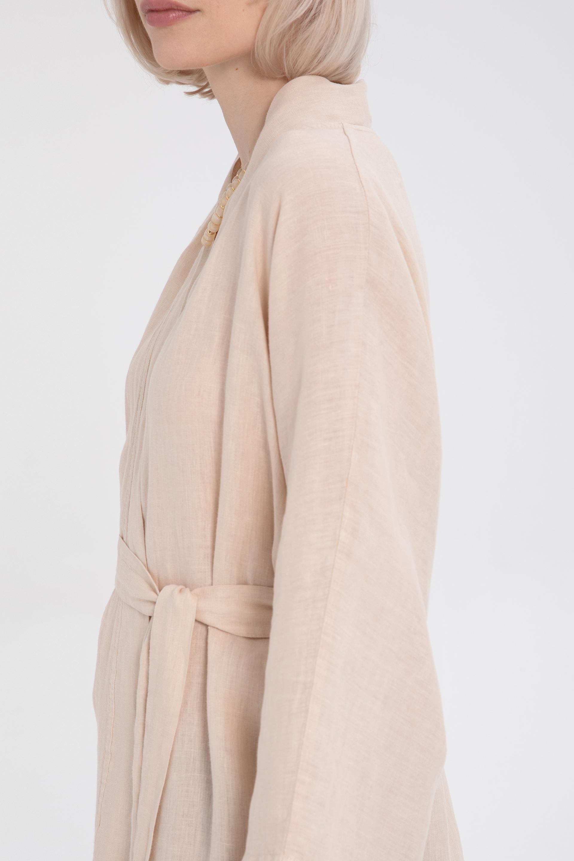 Saf Keten Kısa Kimono #renk_Bej