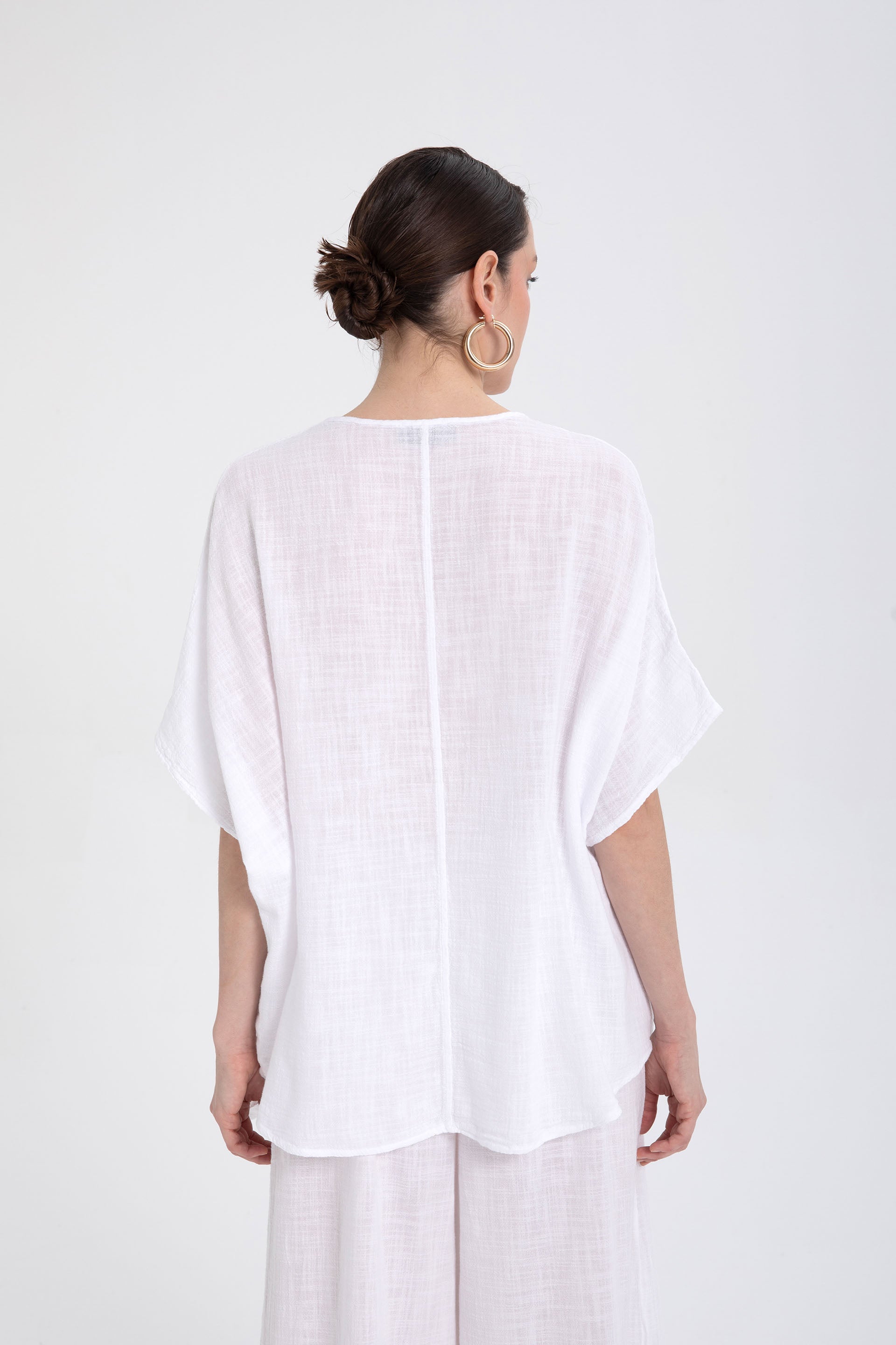 Oversize Önü Düğmeli Anvelop Bluz