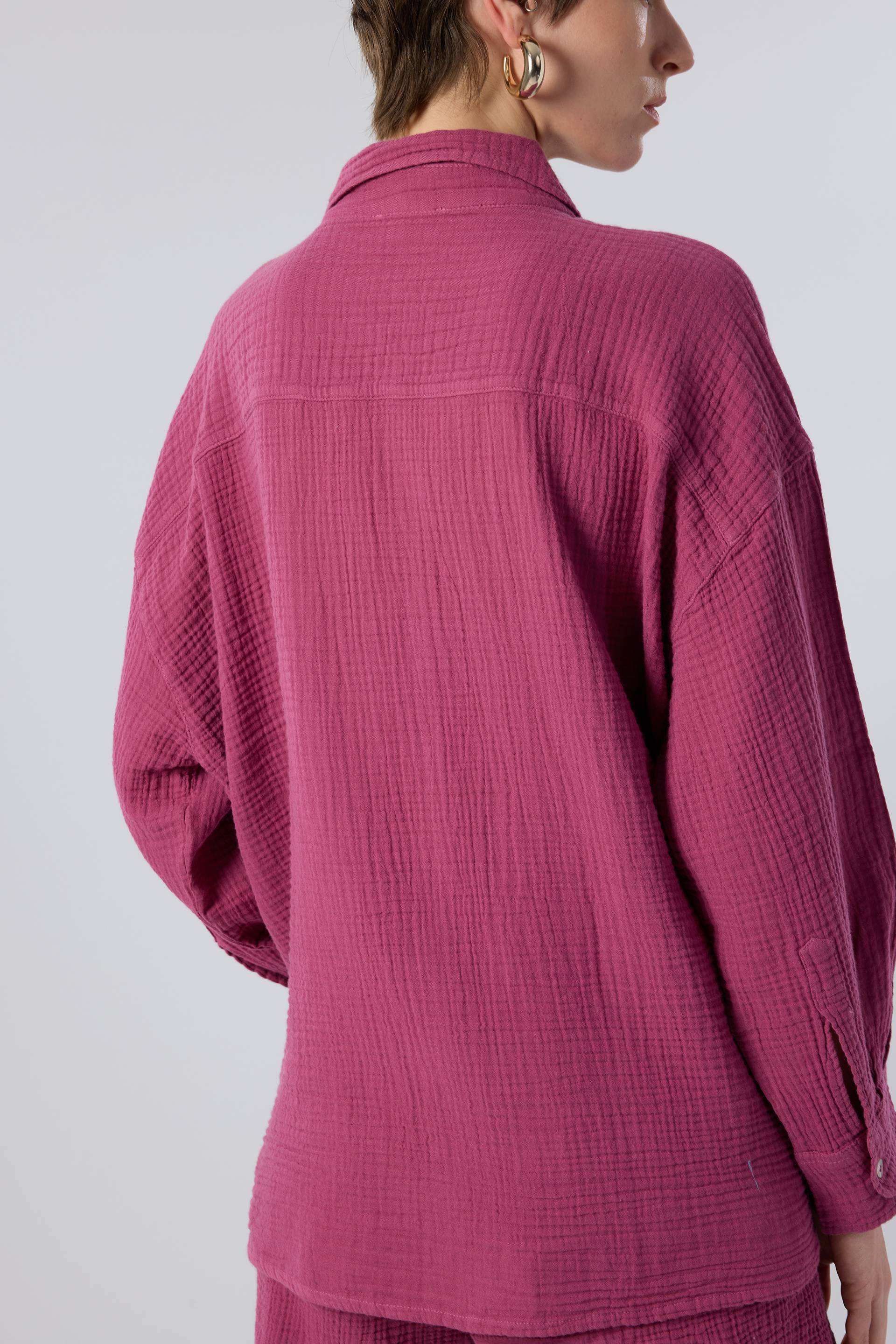 Oversize Müslin Kadın Gömlek #renk_Fuşya