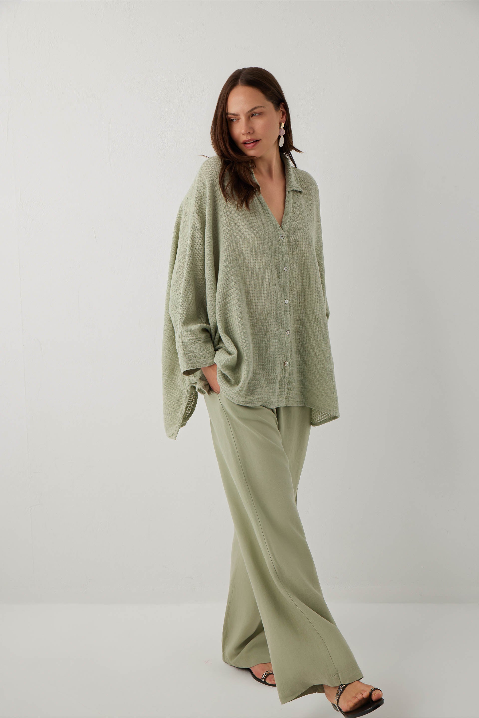 Ease Etamin Dokulu Kimono Gömlek