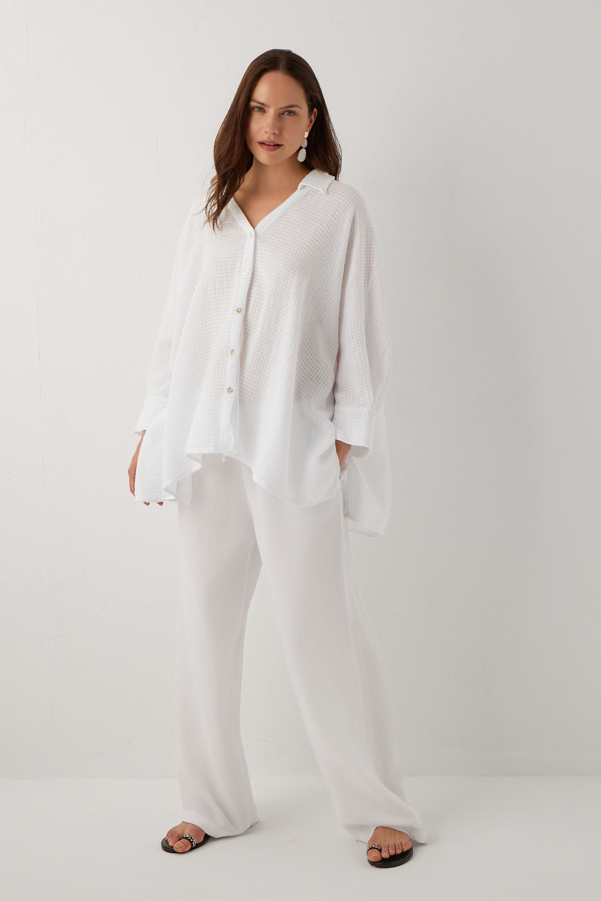 Ease Etamin Dokulu Kimono Gömlek