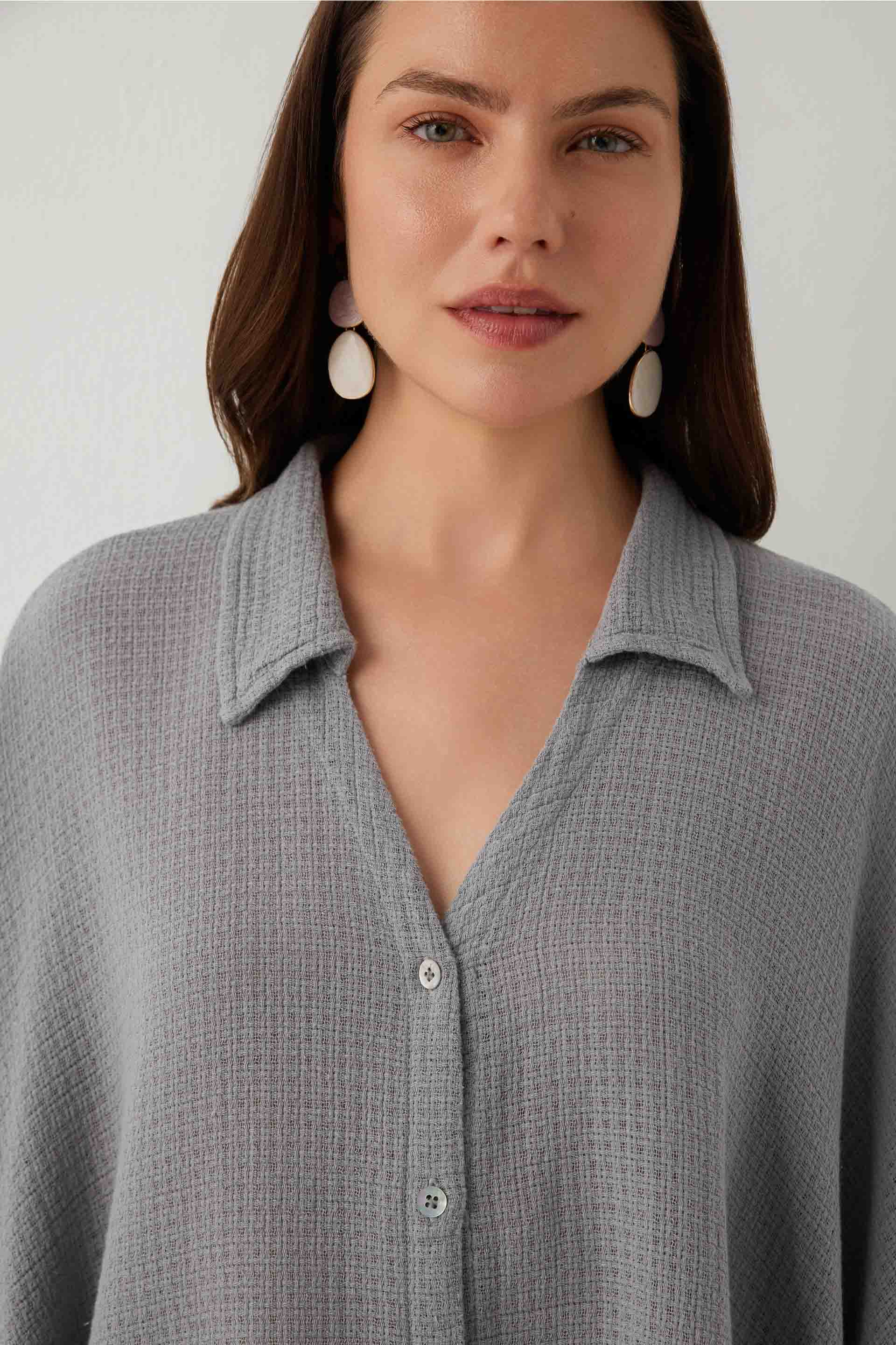 Ease Etamin Dokulu Kimono Gömlek