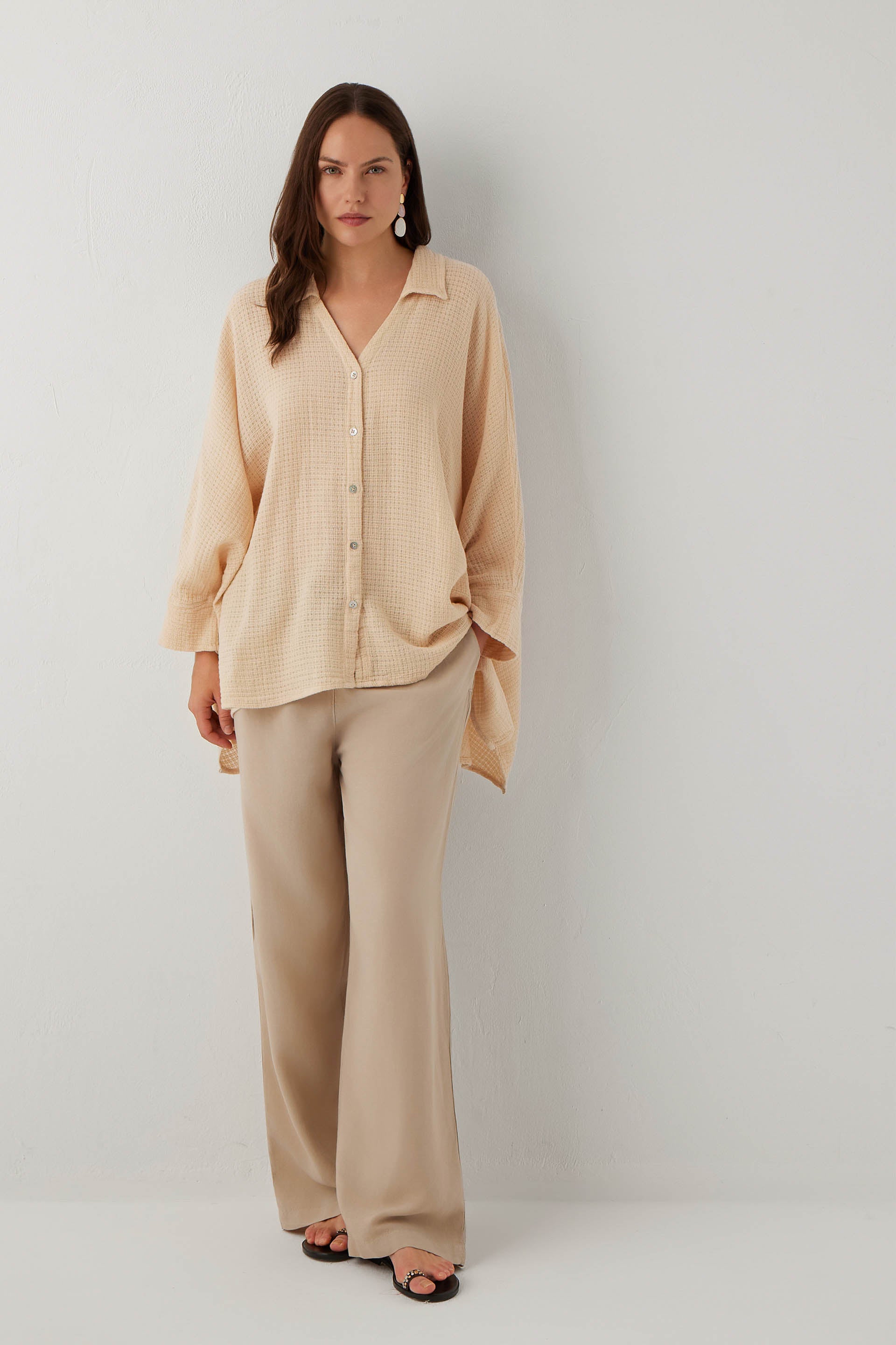 Ease Etamin Dokulu Kimono Gömlek