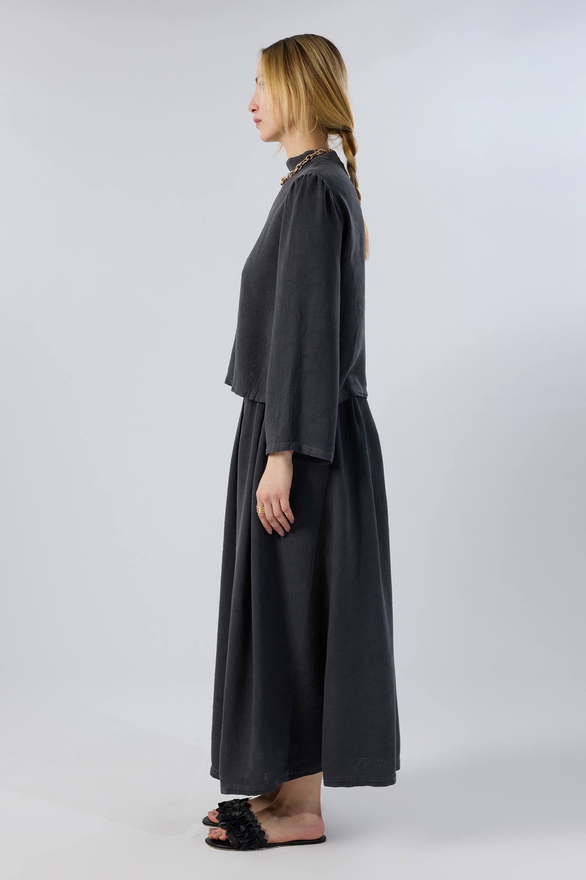 Woven Flora Jakar Tencel Uzun Çan Etek #renk_Antrasit