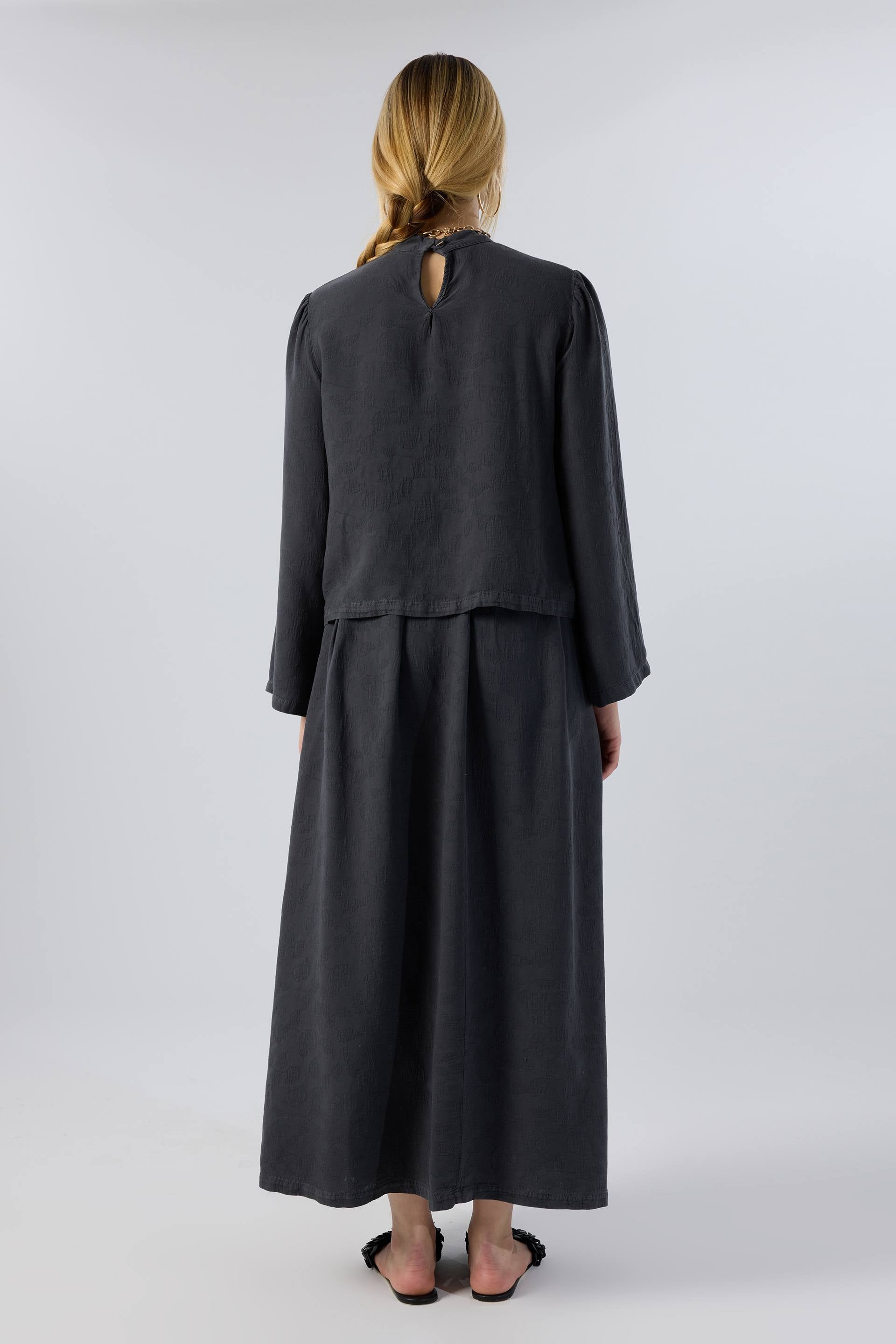 Woven Flora Jakar Tencel Uzun Çan Etek #renk_Antrasit