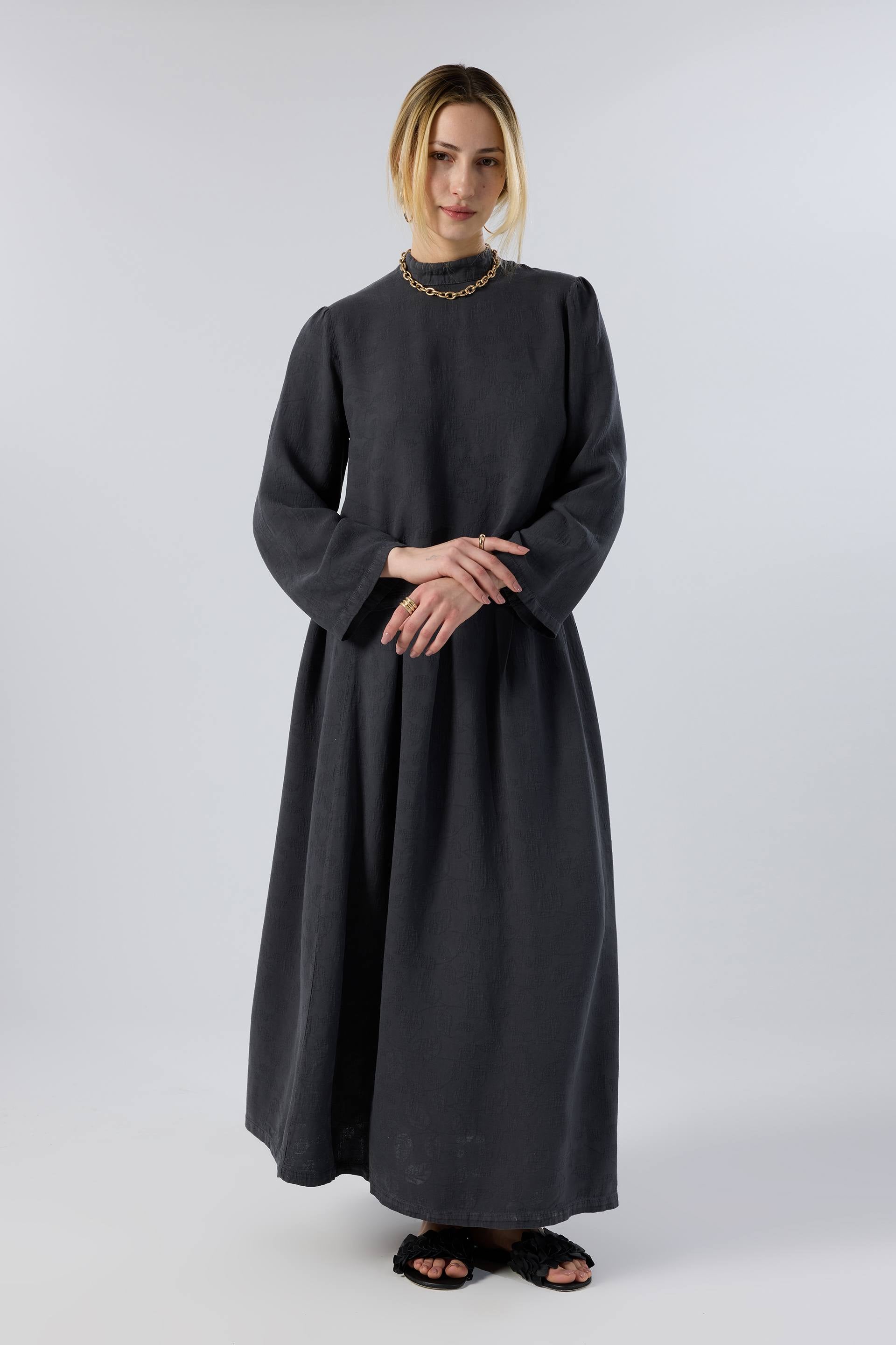 Woven Flora Jakar Tencel Uzun Çan Etek #renk_Antrasit