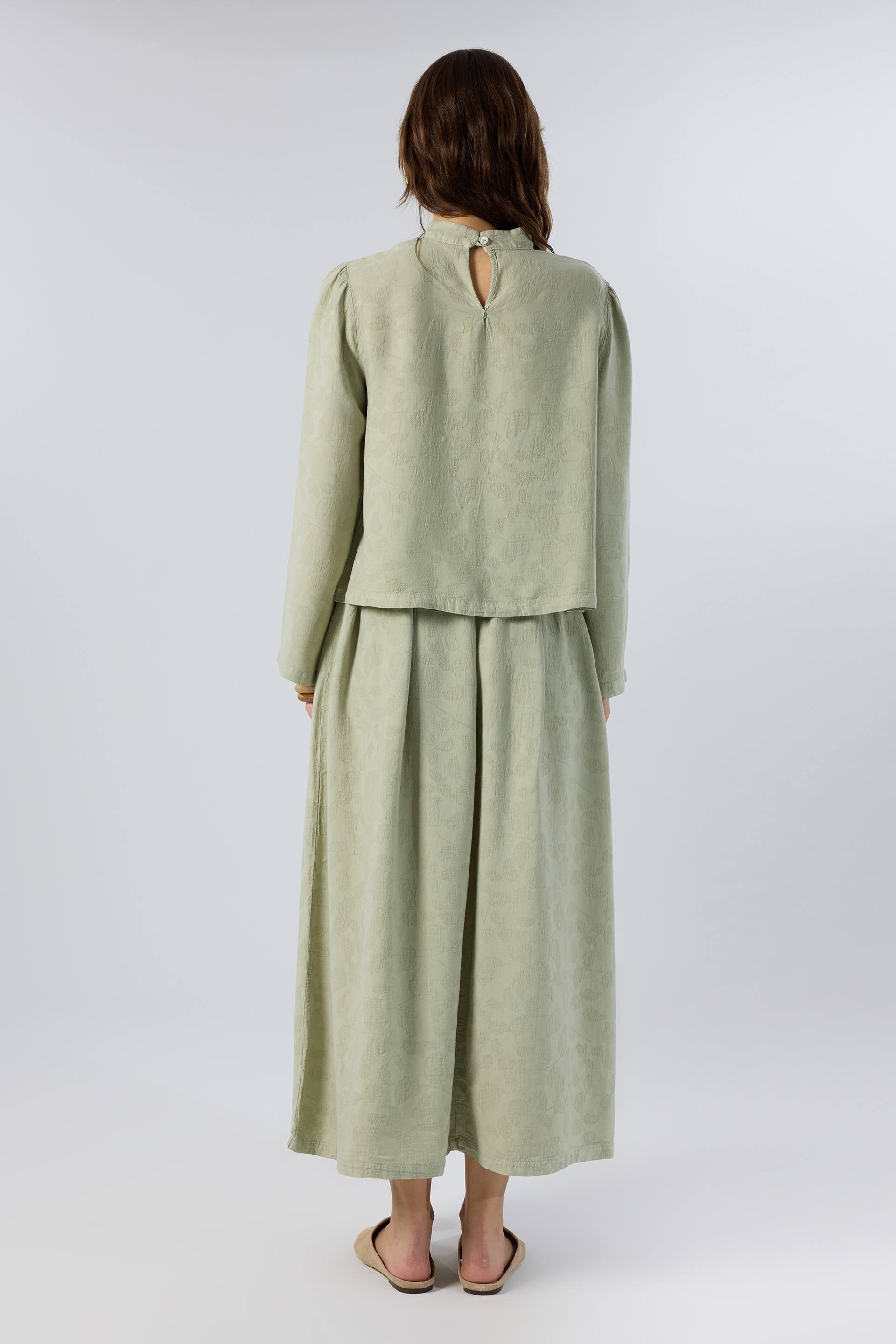 Woven Flora Jakar Tensel Çan Etek #renk_Ada Çayı