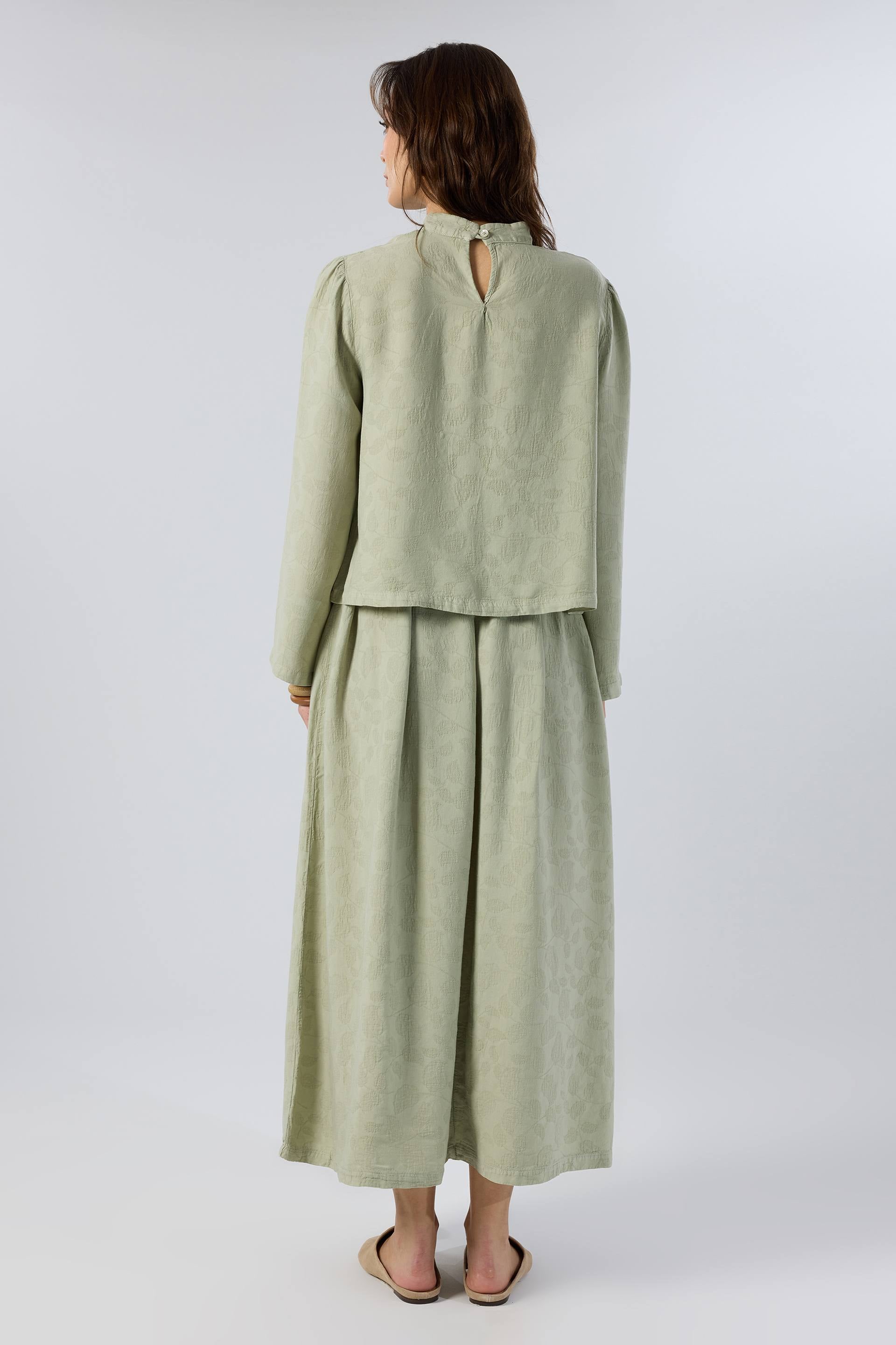 Woven Flora Jakar Tensel Çan Etek #renk_Ada Çayı