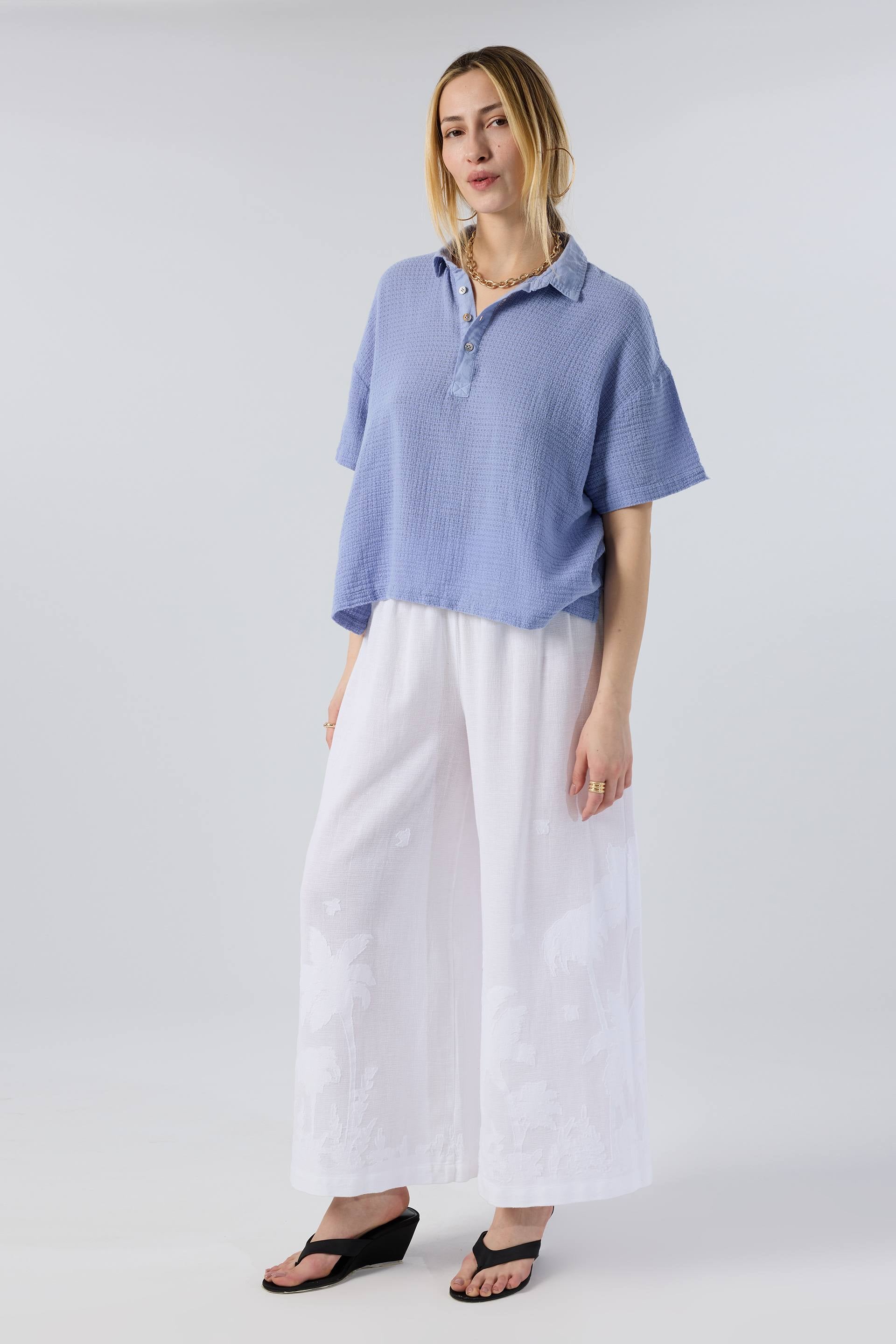 Ease Polo Yaka Garnili Kadın Tişört
#renk_Denim Blue