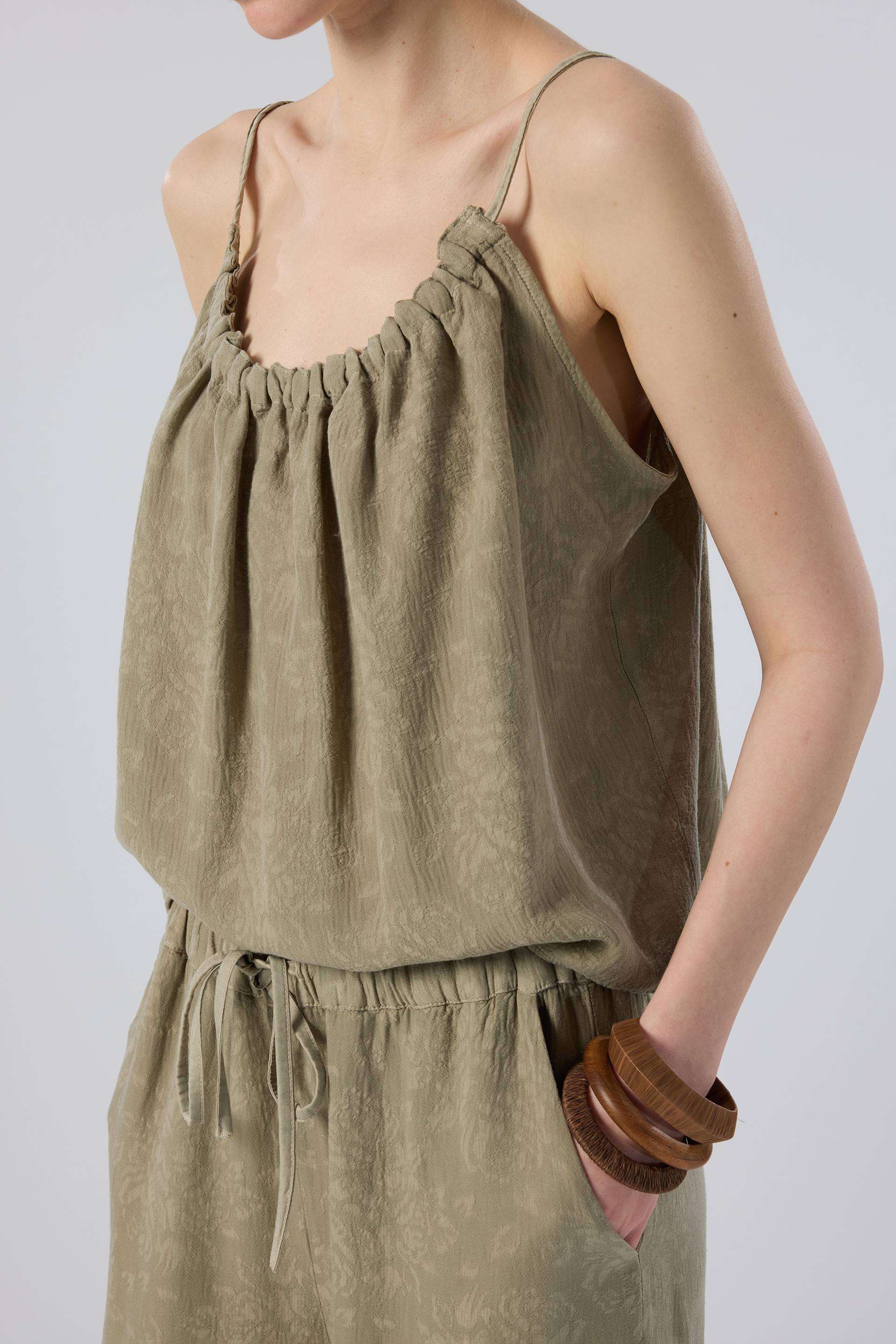 Luma dokulu Tencel bluz - olive yeşili kadın bluz #renk_Olive