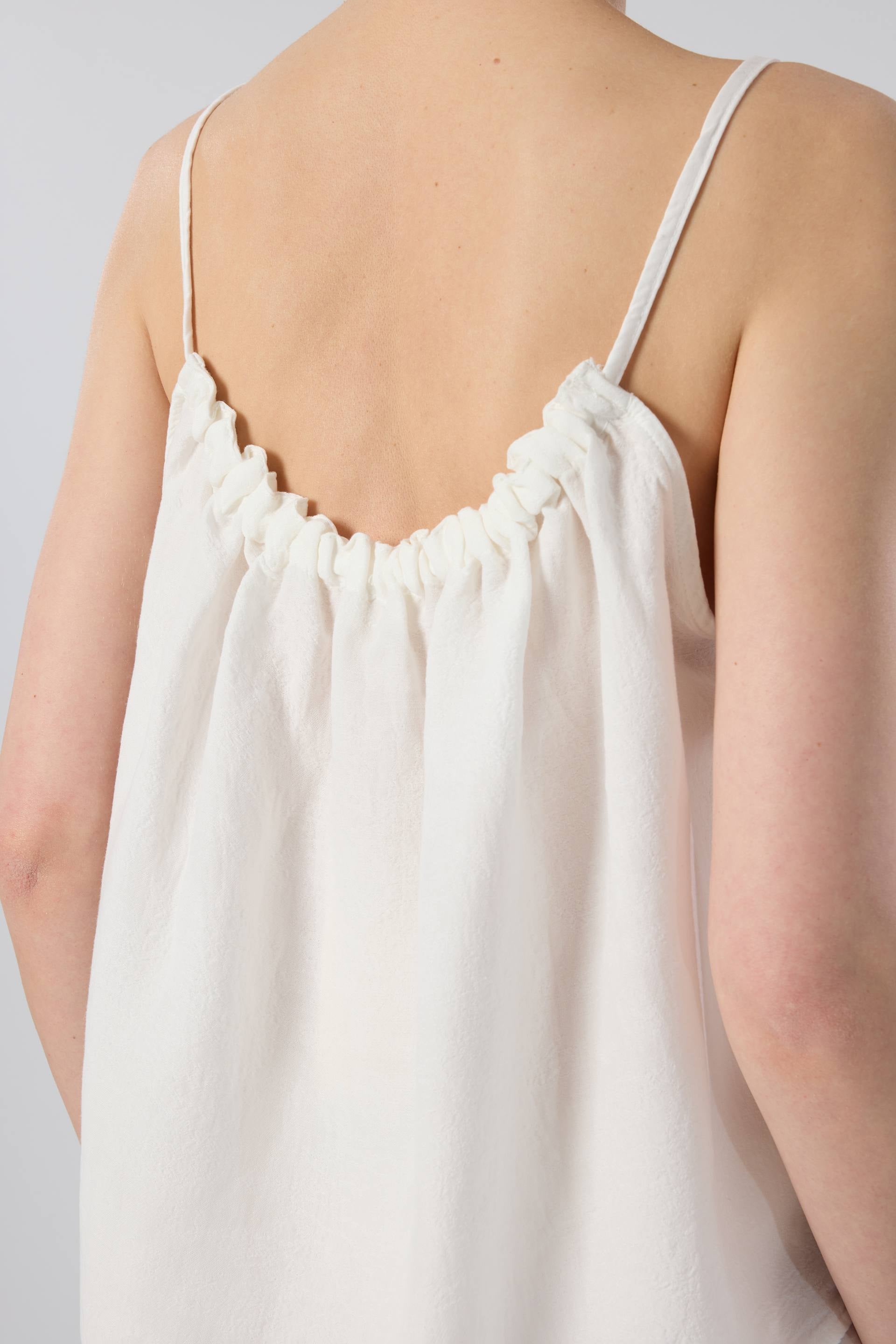 Luma Dokulu Tencel Askılı Bluz Pantolon #renk_Beyaz